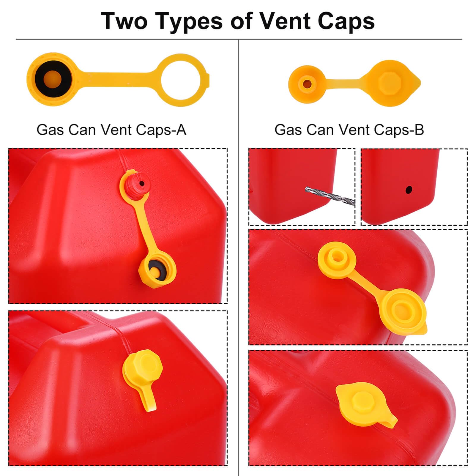 Gas Can Spout Replacement, Gas Can Nozzle, Fuel Can Spout, Upgraded (6Kit-Yellow) with Gas Can Caps, Spout Sealing Caps, Gas Can