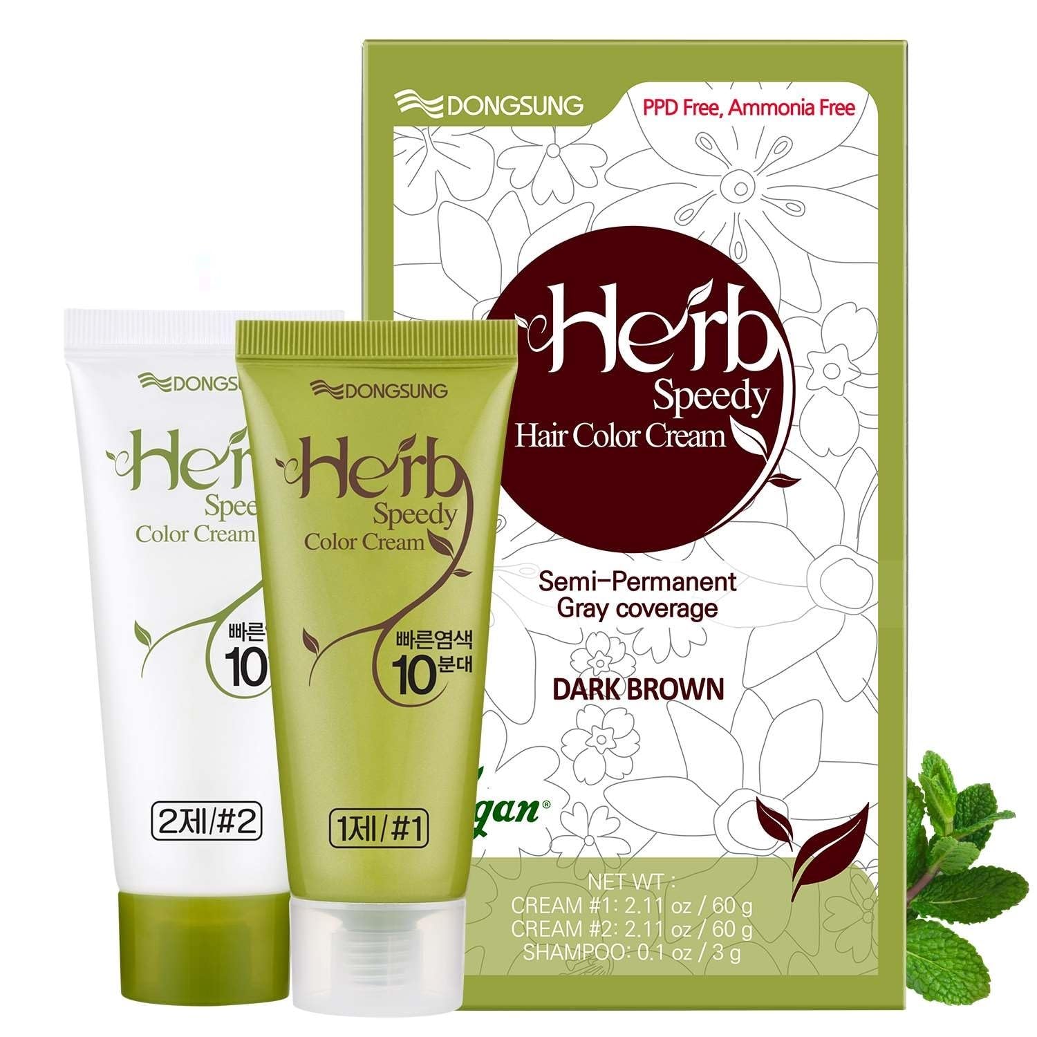 Herb Speedy Color Cream (Dark Brown  1 Pack) PPD Free  Ammonia Free  Vegan Hair Dye Contains Sun Protection Odorless No more Eye and/or Scalp Irritations From Coloring For Sensitive Scalp-New