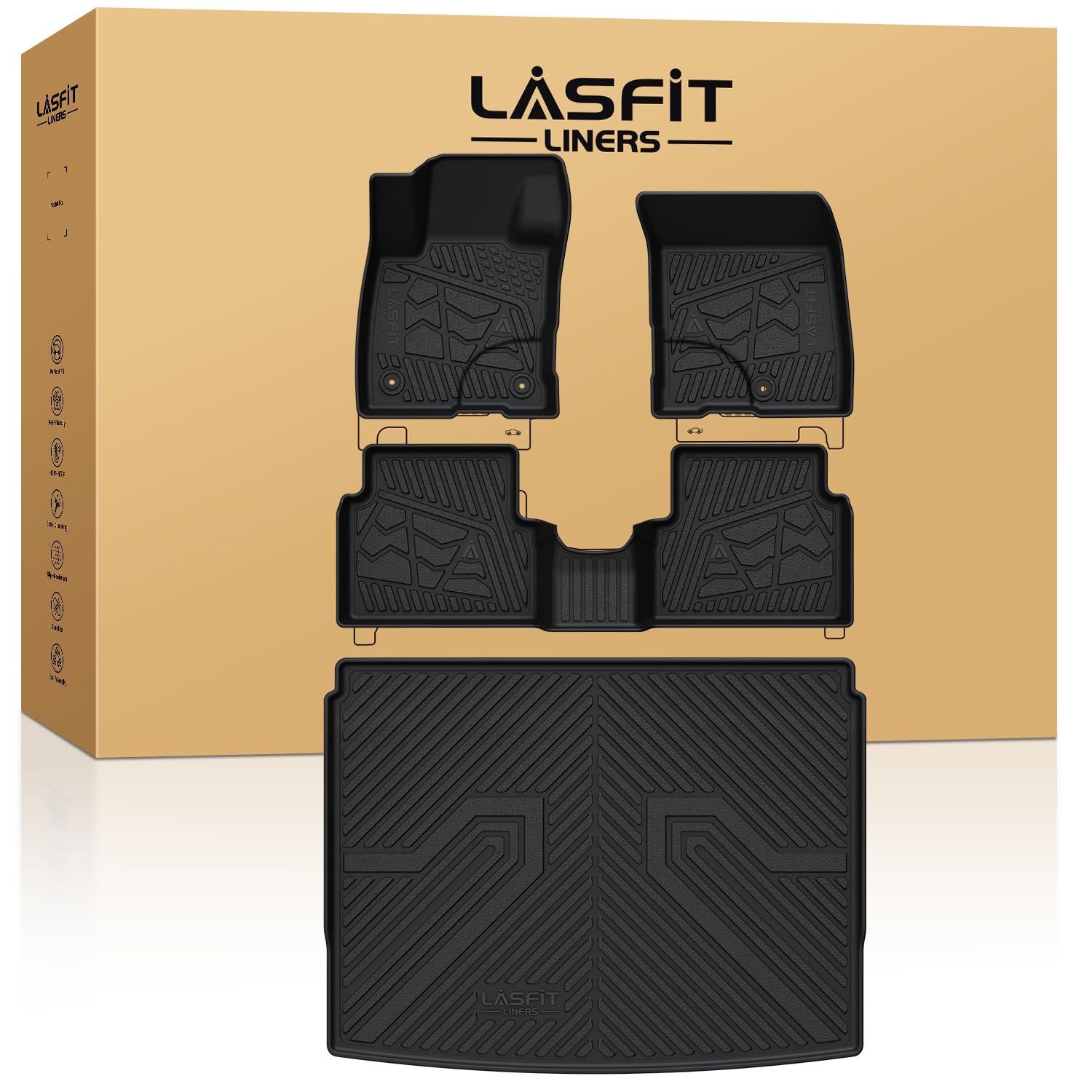 Lasfit Floor Mats And Cargo Liner For Ford Bronco Sport 2021-2025(W/Full Size Spare Tire) Carpet Floor All Weather Custom Fit Tp