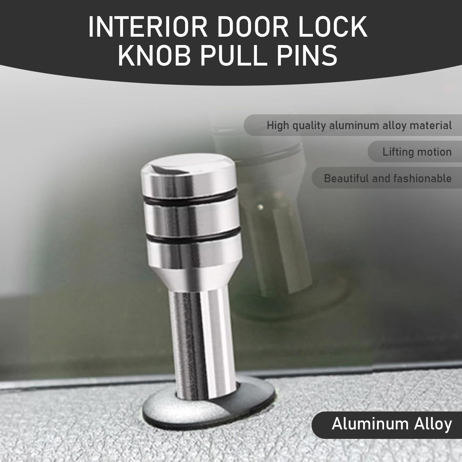 Slykew 4 Pcs Car Door Lock Knobs, 0.47'' X 1.93'' Aluminum Alloy Inner Door Lock Pull Pins, Automotive Inner Door Pull Pins Deco