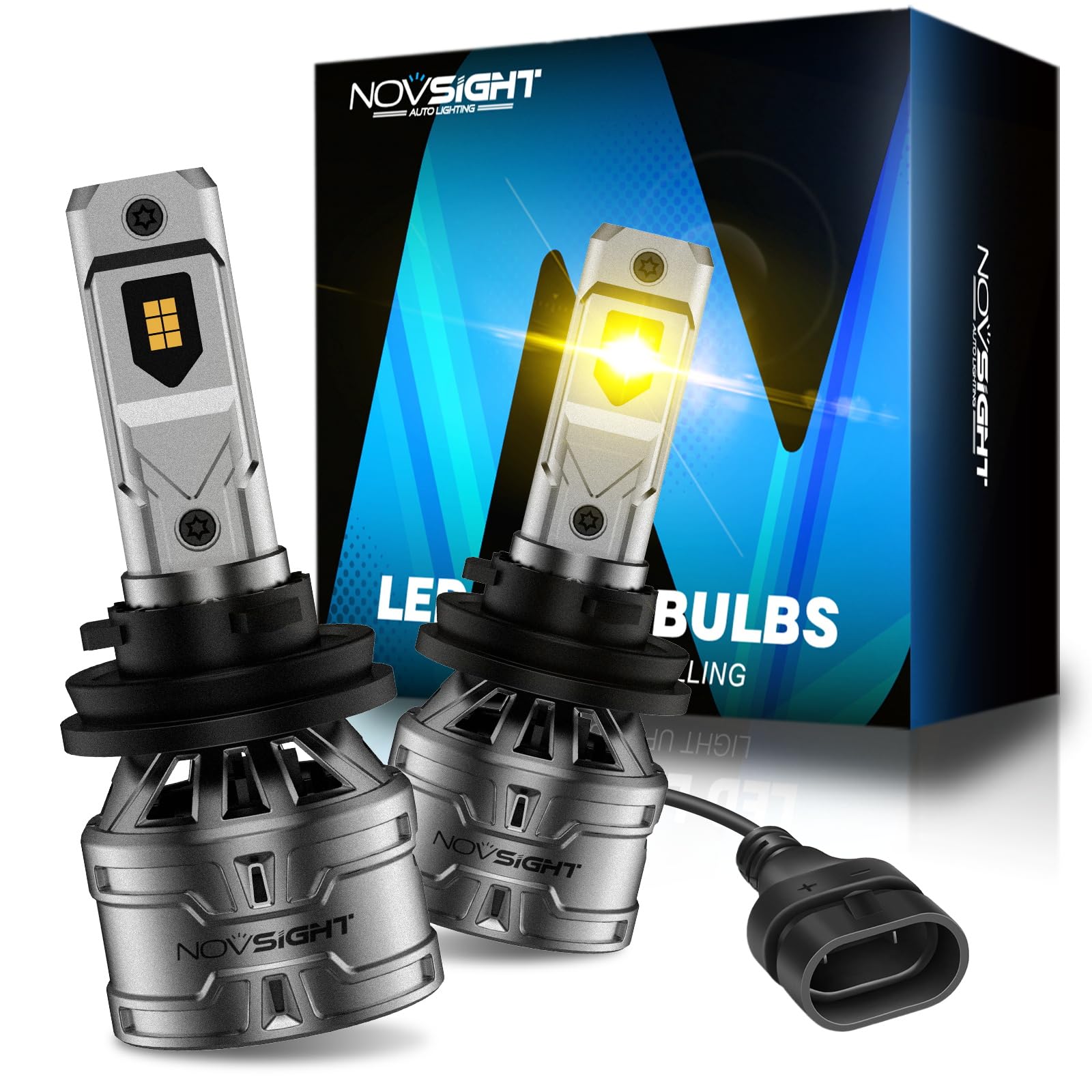 Novsight H11 Led Fog Light Bulbs - 3000K Yellow/Amber, Ip68 Waterproof, Pack Of 2