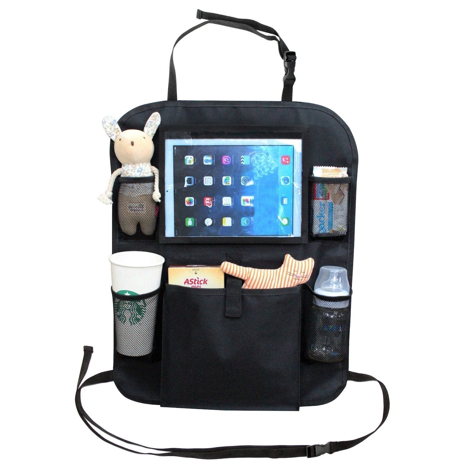 Automuko Car Organizer Ipad And Tablet Holder With Car Seat Organizer - Touch Screen Pocket For Android & Ios Tablets Up To 9.5'