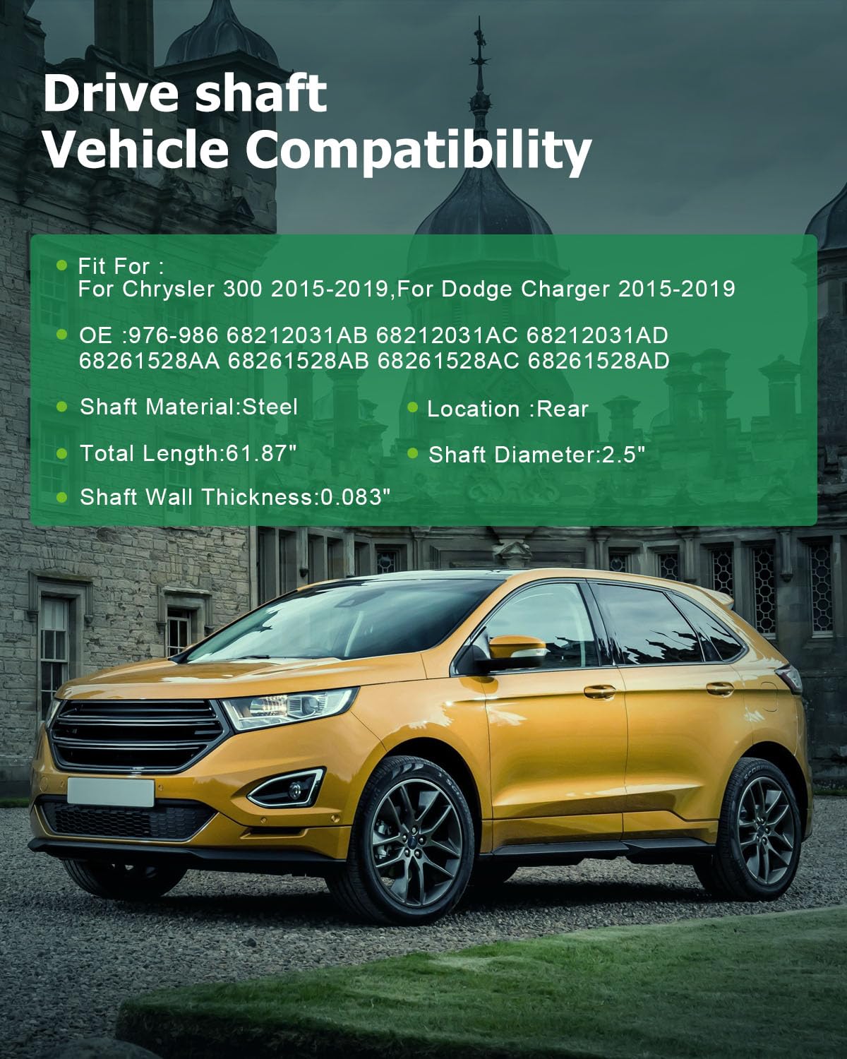 Scitoo?61.87''?Steel Rear Driveshaft Assembly Drive Shaft Prop Shaft For Chrysler 300 For Dodge Charger 2015-2019,Oe# 976-986 68