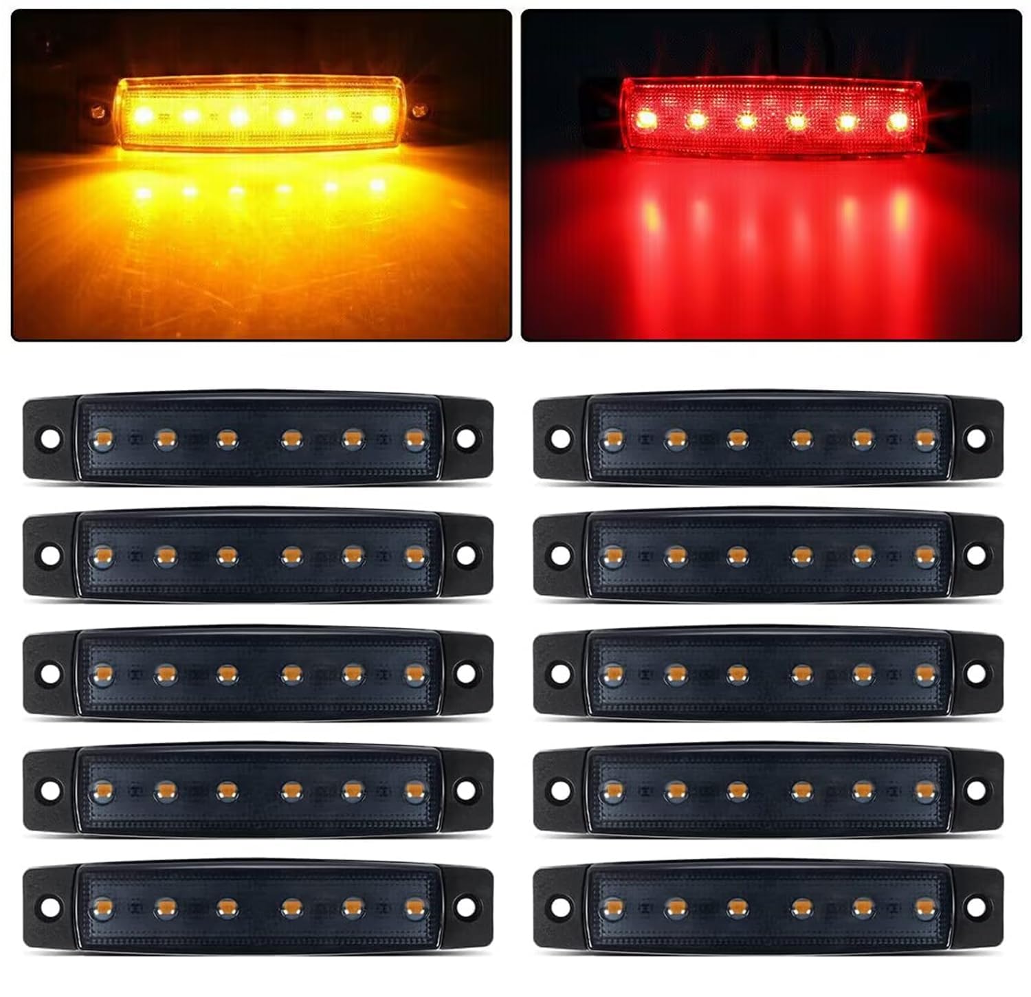 Fxc Smoked 6 Led Clearence Light Front Rear Side Marker Indicators Light For Truck Car Bus Trailer Van Caravan Boat, Taillight B
