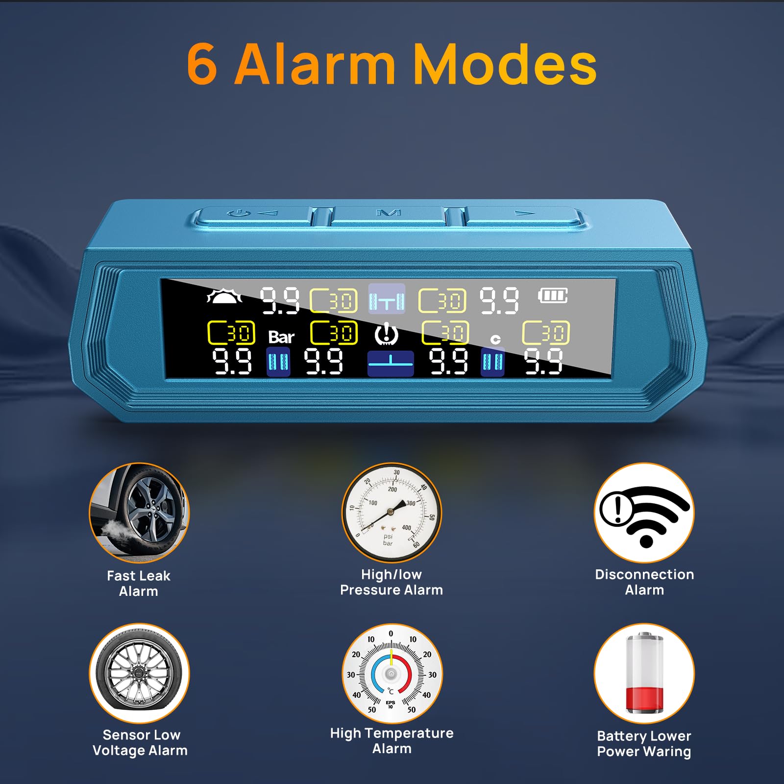 EKNBKE ????????? ????????????? RV Tire Pressure Monitoring System,0-9.9 BAR,144 PSI Tire Pressure Monitor System with Solar Char