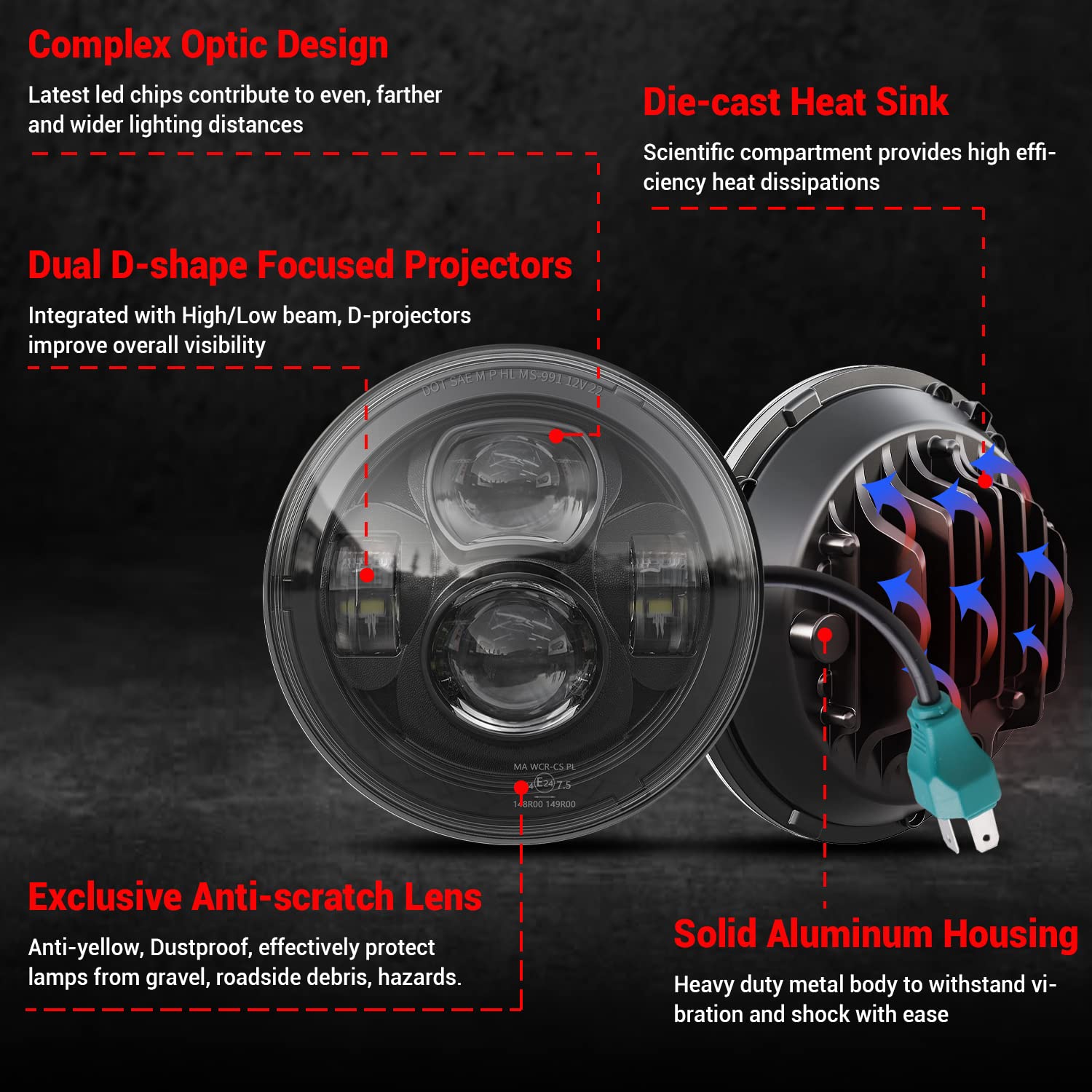 Z-Offroad New Motorcycle 7 Inch Led Headlight Dot Kit Compatible With Harley Davidson Touring Street Glide Road King Special Ele