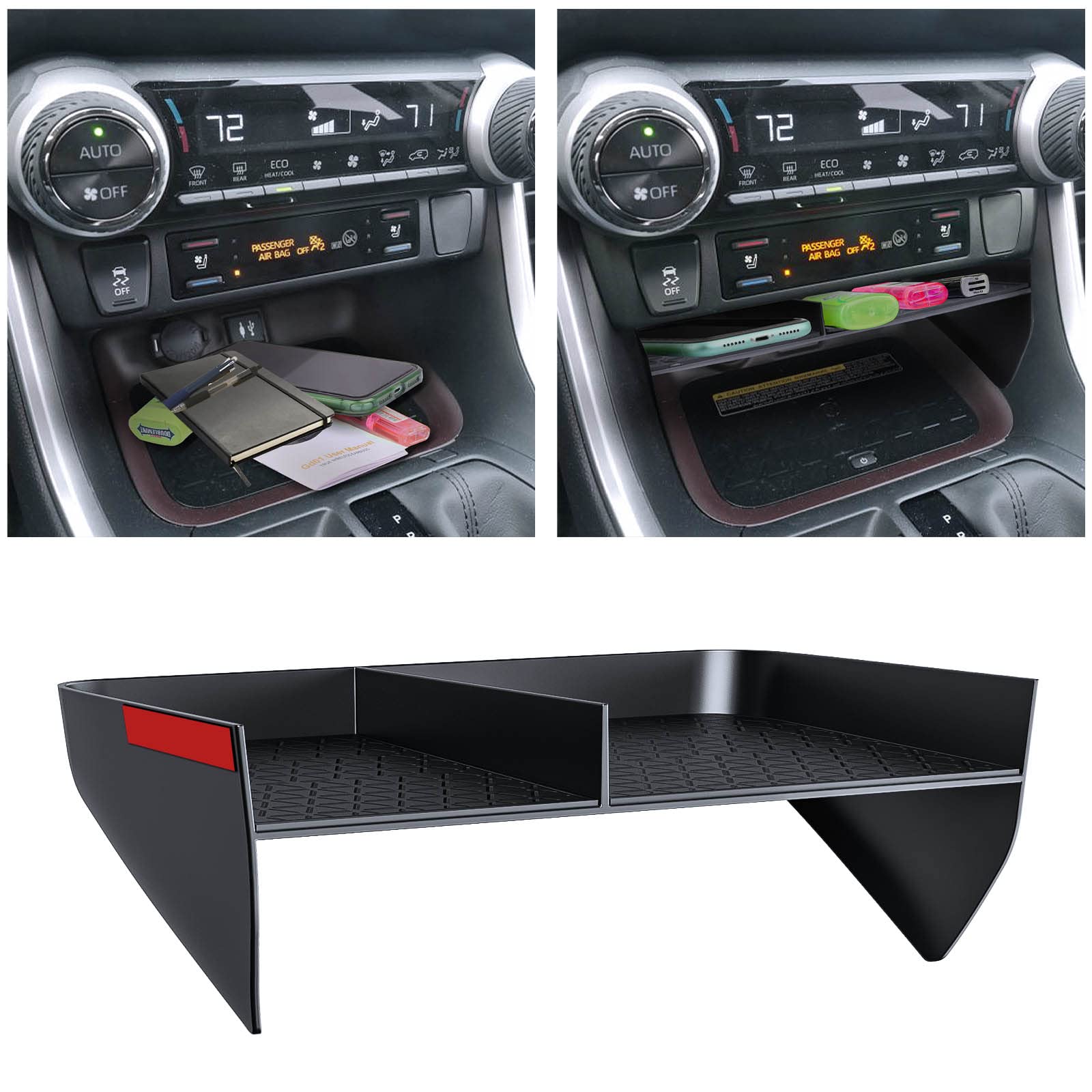 DIAMOOKY Upgraded Center Console Organizer Compatible with Toyota RAV4 2024 2023 2022 2021 2020 2019 Interior Accessories, Gear