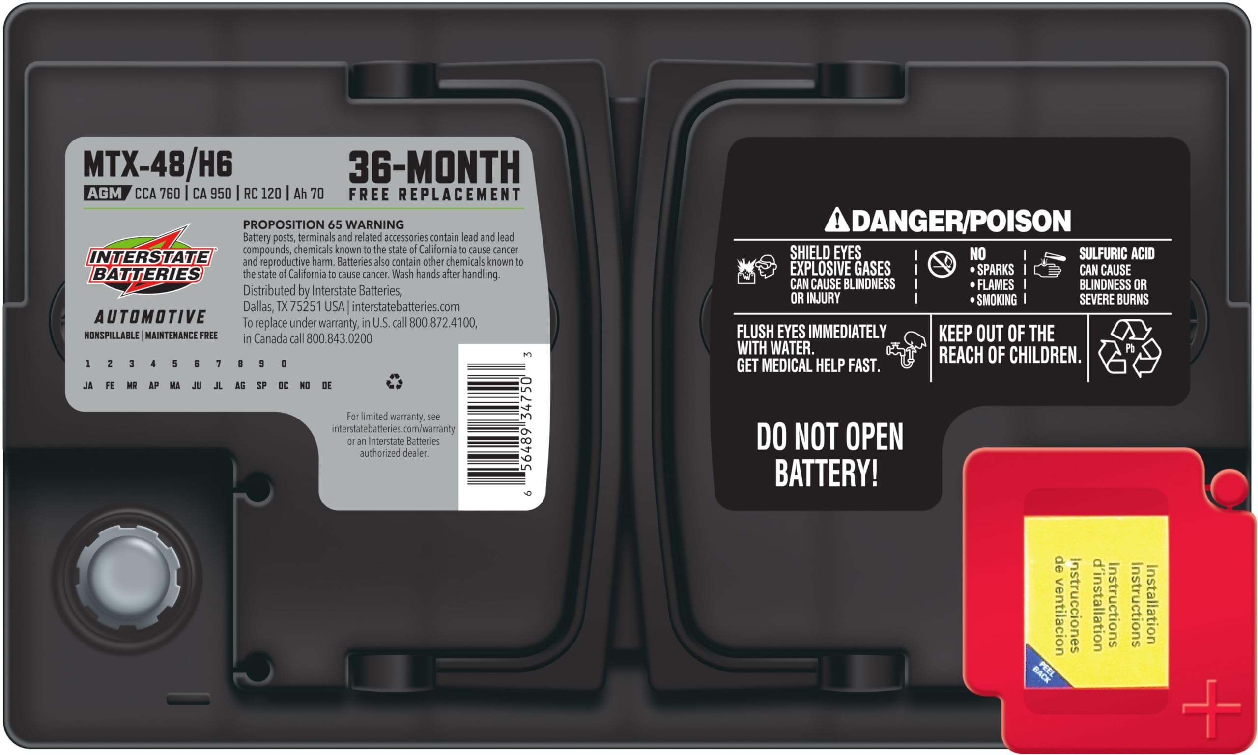 Interstate Batteries Automotive Battery 12V 70Ah (Group Size H6, 48) 760CCA SLI AGM Automobile Replacement Battery for Cars, SUV