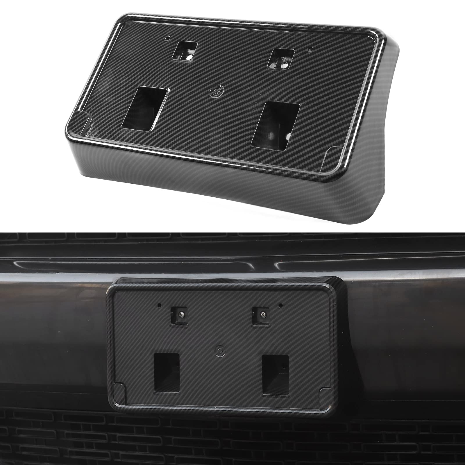 Voodonala for Challenger Front License Plate Frame Mounting Holder Cover Bracket for 2010-2023 Dodge Challenger Accessories, Number Plate Holder Registration Plate Frame Cover,ABS Carbon Fiber