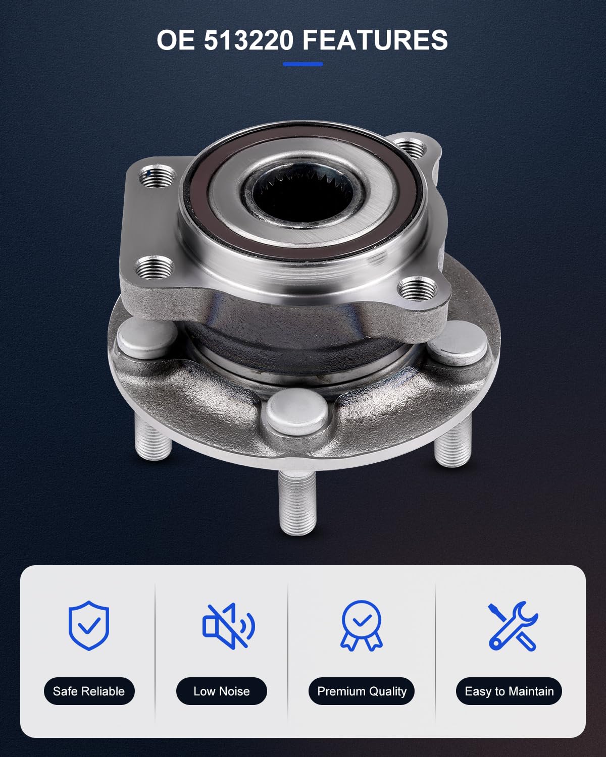 ECCPP Front Wheel Hub Bearing Assembly 5 Lugs w/ABS for 05-09 Subaru Compatible with 513220