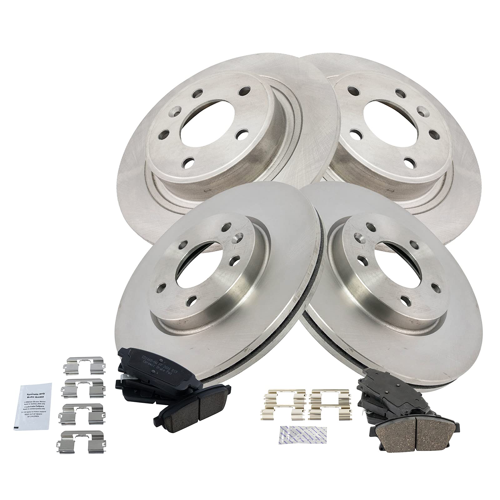 Trq Front And Rear Brake Pad & Rotor Kit Brake Pads Brake Rotor Ceramic Compatible With 2012-2017 Buick Verano 2014-2015 Chevrol