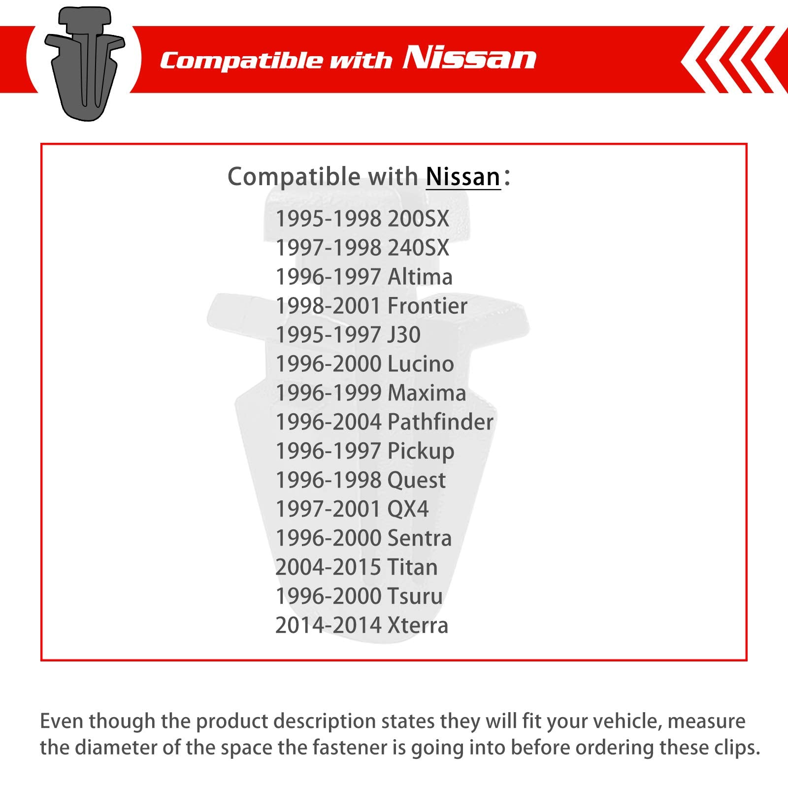 Otuayauto 30Pcs 01553-03831 Black Grill Clips - Replacement For Nissan Titan, Frontier, Pathfinder, Xterra, Pickup Front Grille