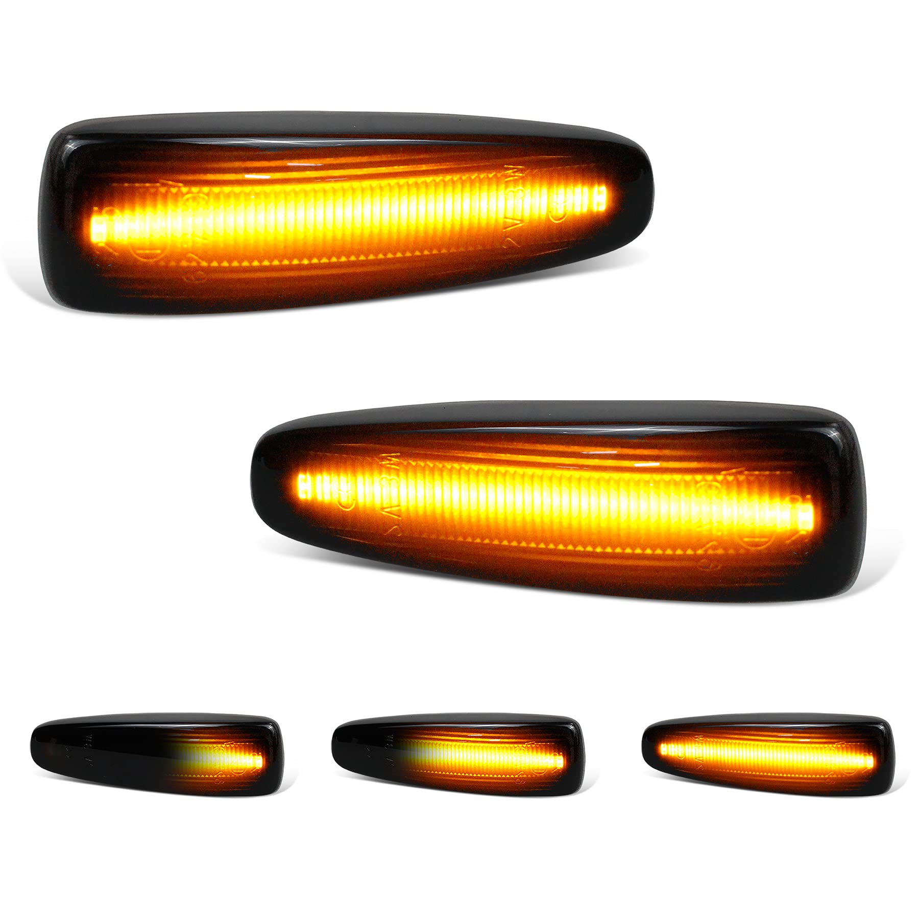 Hercoo Sequential Blink Amber Led Side Marker Light Assembly Compatible With Mitsubishi Lancer Outlander 2008-2013 Turn Signal L