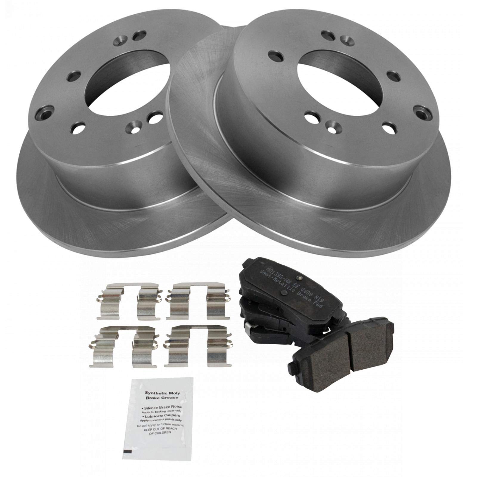 Trq Rear Brake Pad & Rotor Kit Brake Pads Brake Rotor Semi-Metallic Compatible With 2010-2013 Kia Forte Forte Koup