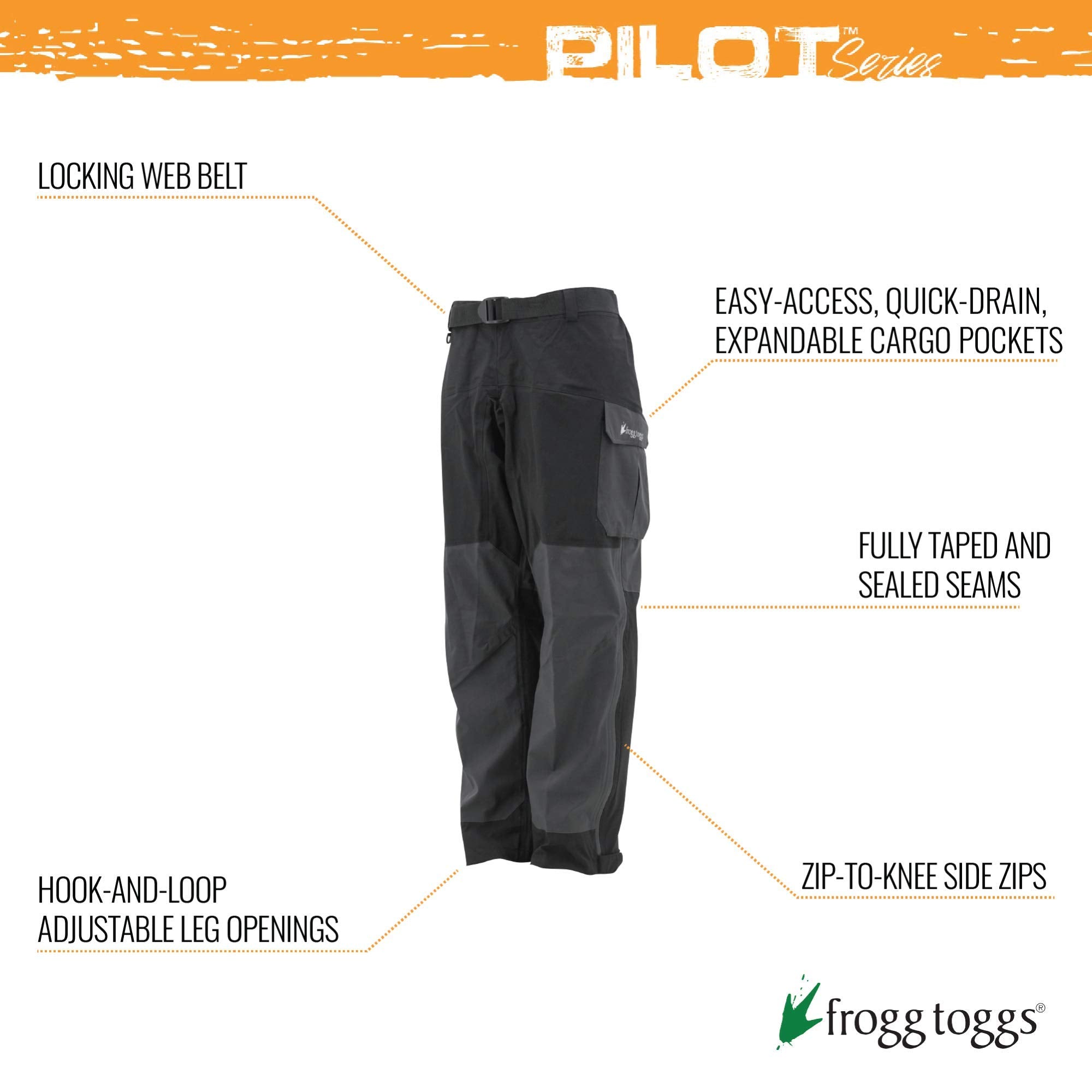 Frogg Toggs Mens Pilot Ii Guide Pant Pro Advantage Bib, Black/Charcoal, Large Us