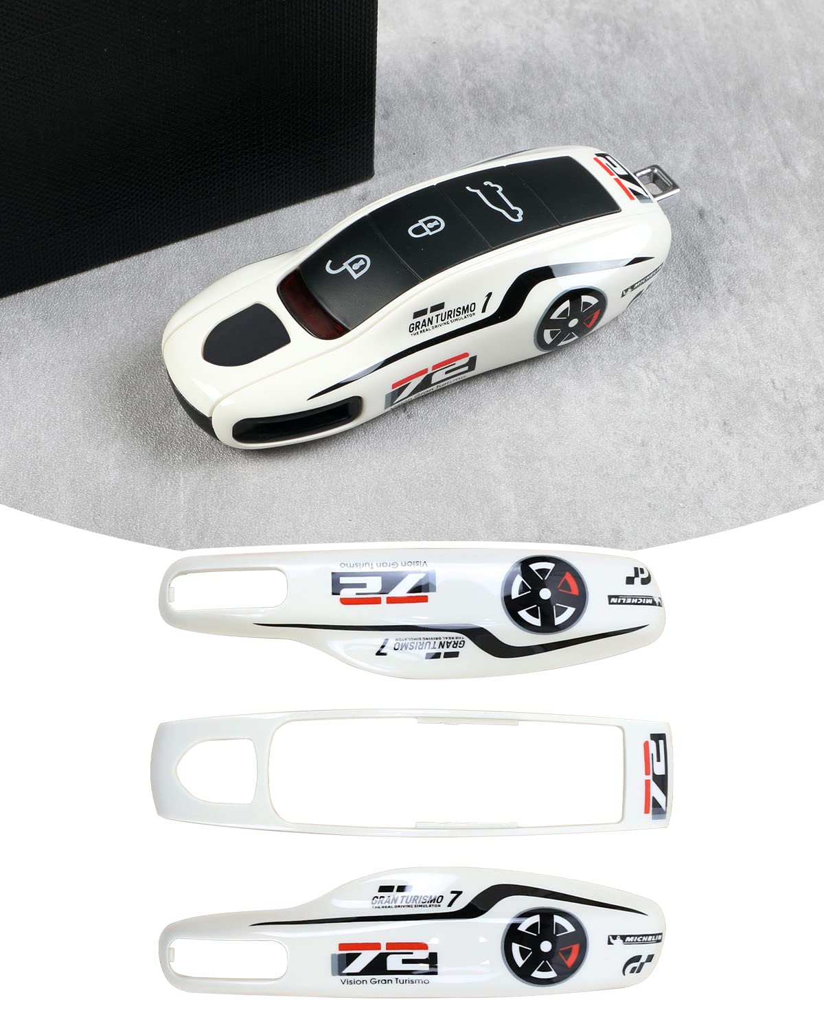 Limbqs Car Key Protection Keychain, Key Cover For Porsche Macan Cayenne Panamera 911 (Old White)