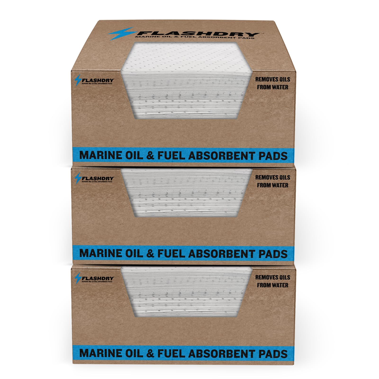 FLASHDRY Marine Oil & Fuel Spill Absorbent Pads - 17.5    x 13.5   , Water Repellent, Effective Spill Control, Marine Protection
