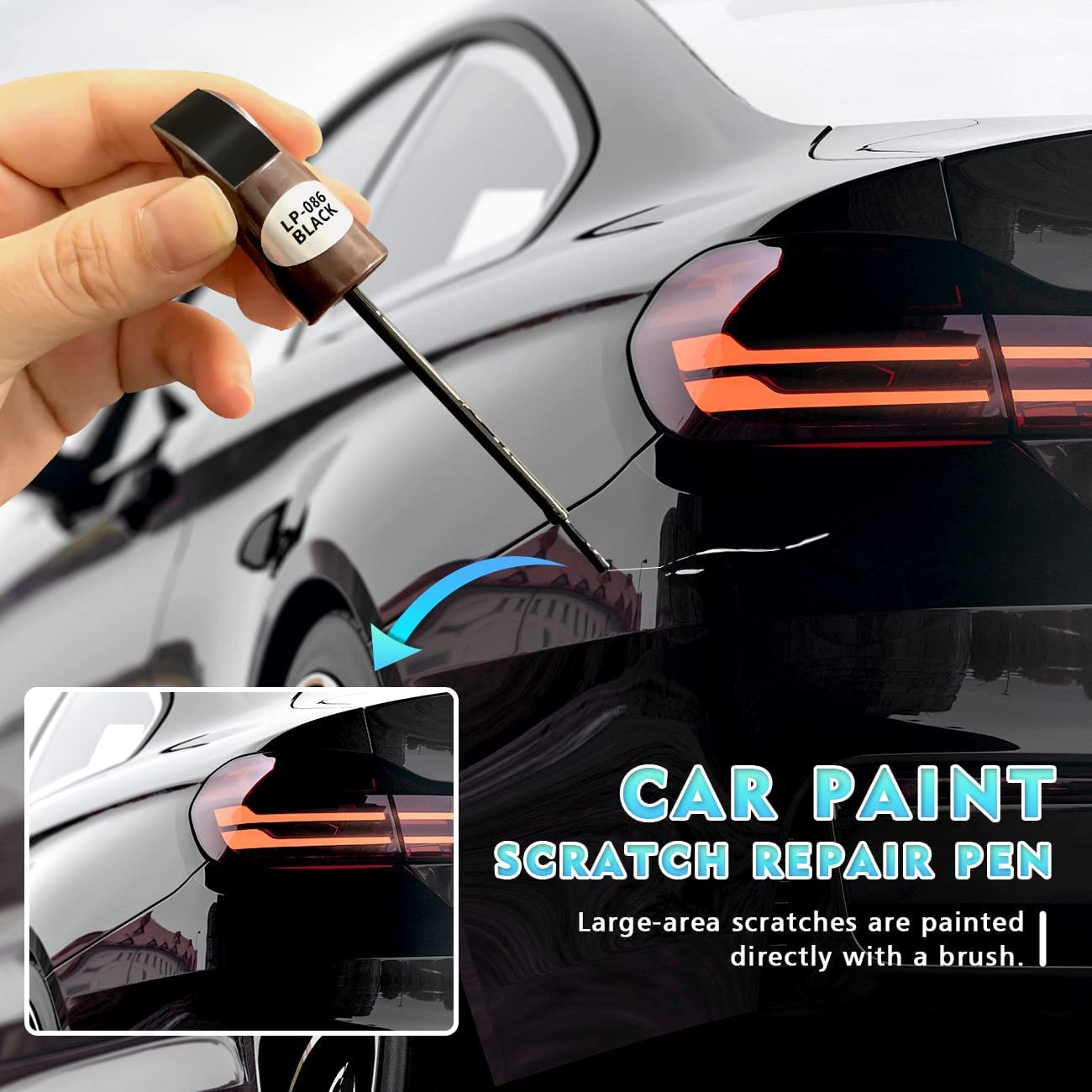 Touch Up Paint Pen For Cars Scratch Removal Repair, Wheel Fill Paint Pen Black/White/Multi-Color Optional For Various Cars (Sliver Black)
