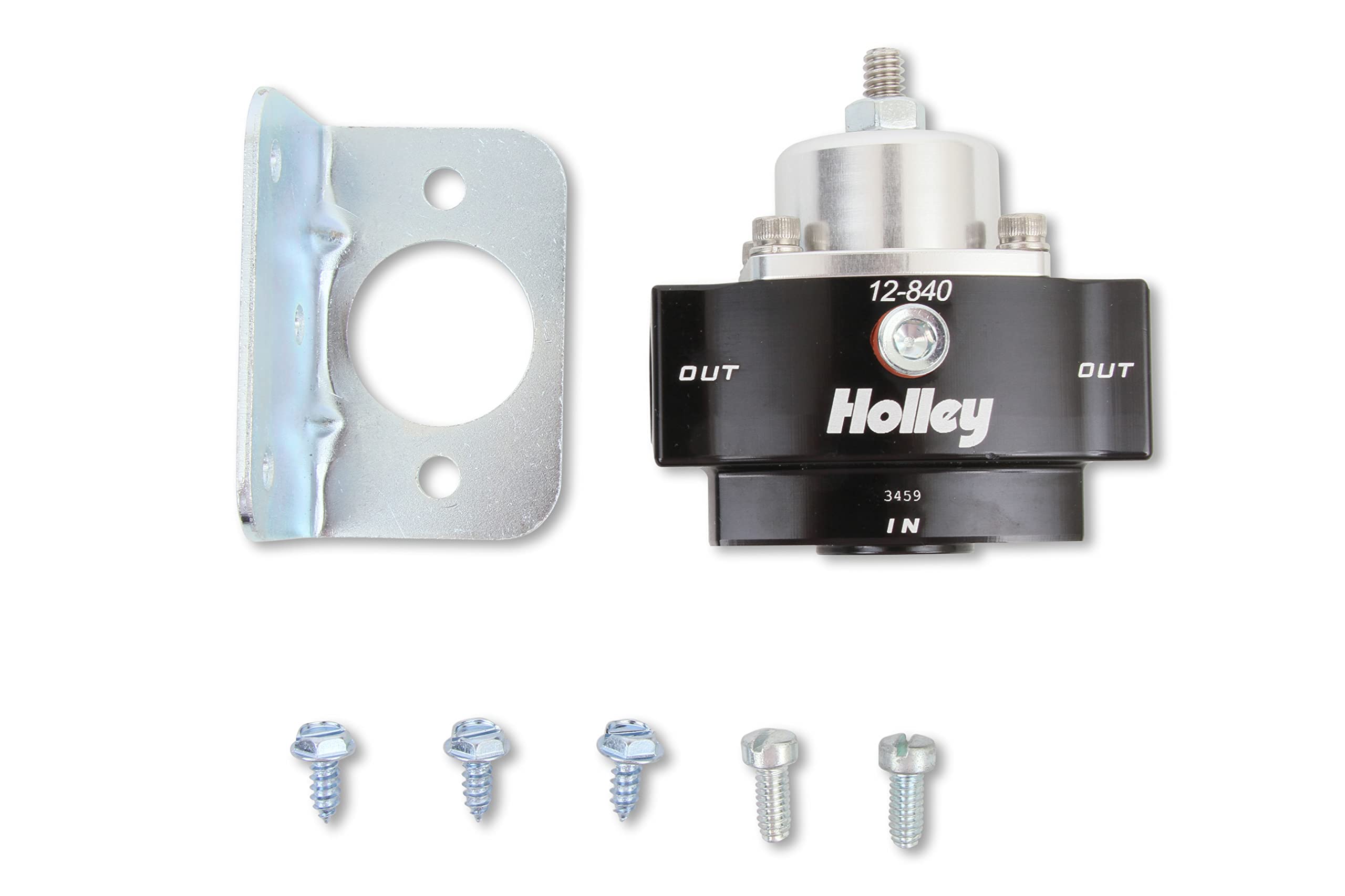 Holley 12-840 4.5-9 Psi Adjustable Billet Fuel Pressure Regulator With 3/8 Ntp Ports,Black Anodized