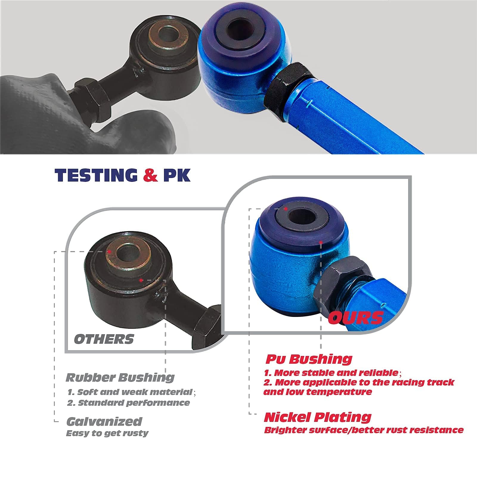 KSP Accord TSX Camber Arms, Adjustable Alignment Camber Toe -2° to +4° Angle Camber Arm fit for Pilot Odessey, Rear Suspension Camber Kits Compatible with Honda TSX MDX, 2PC