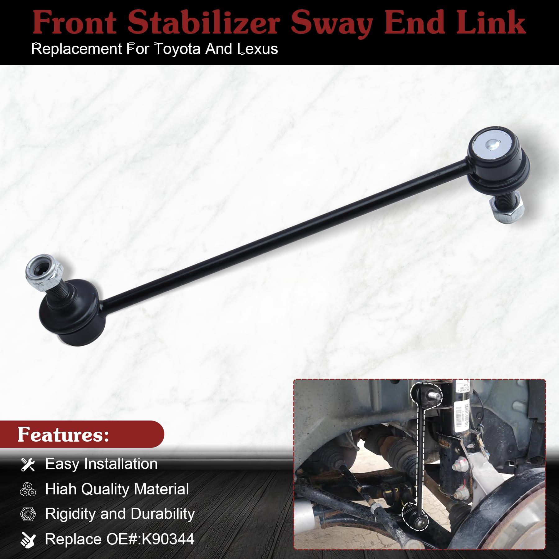 Stiueoav K90344 Sway Bar Link - Front Stabilizer End Link Compatible With 2002-2003 Lexus Es300?2004-2006 Lexus Es330/Rx330?2005