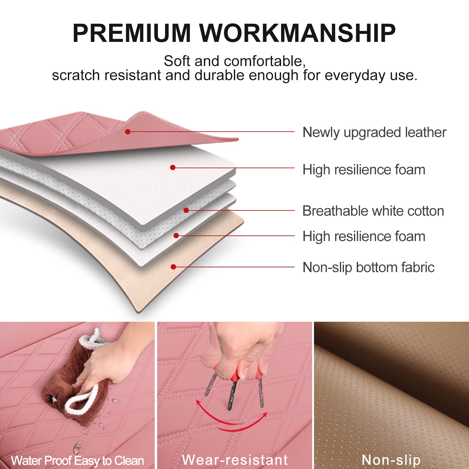 2 Pack Leather Front Car Seat Cover Bottom Car Seat, Anti-Slip And Full Wrap Driver Car Seat Protectors With Storage Pocket, Lux