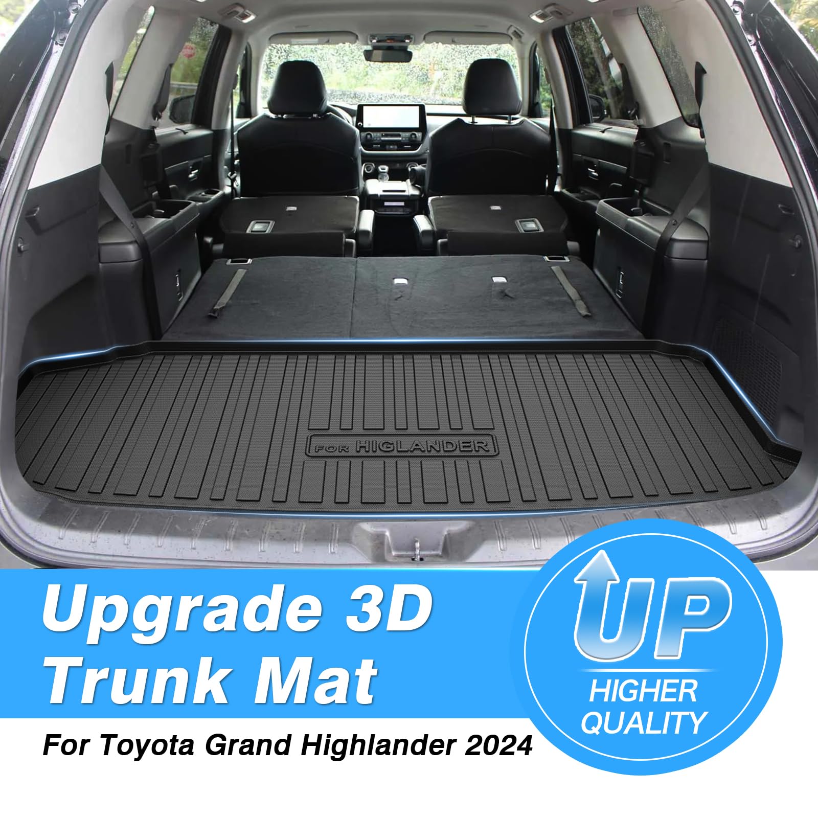 Powerty Trunk Mat For 2024 Toyota Grand Highlander 7 Seats For Xle Version Without Speaker On The Left Accessories Cargo Mats Tp