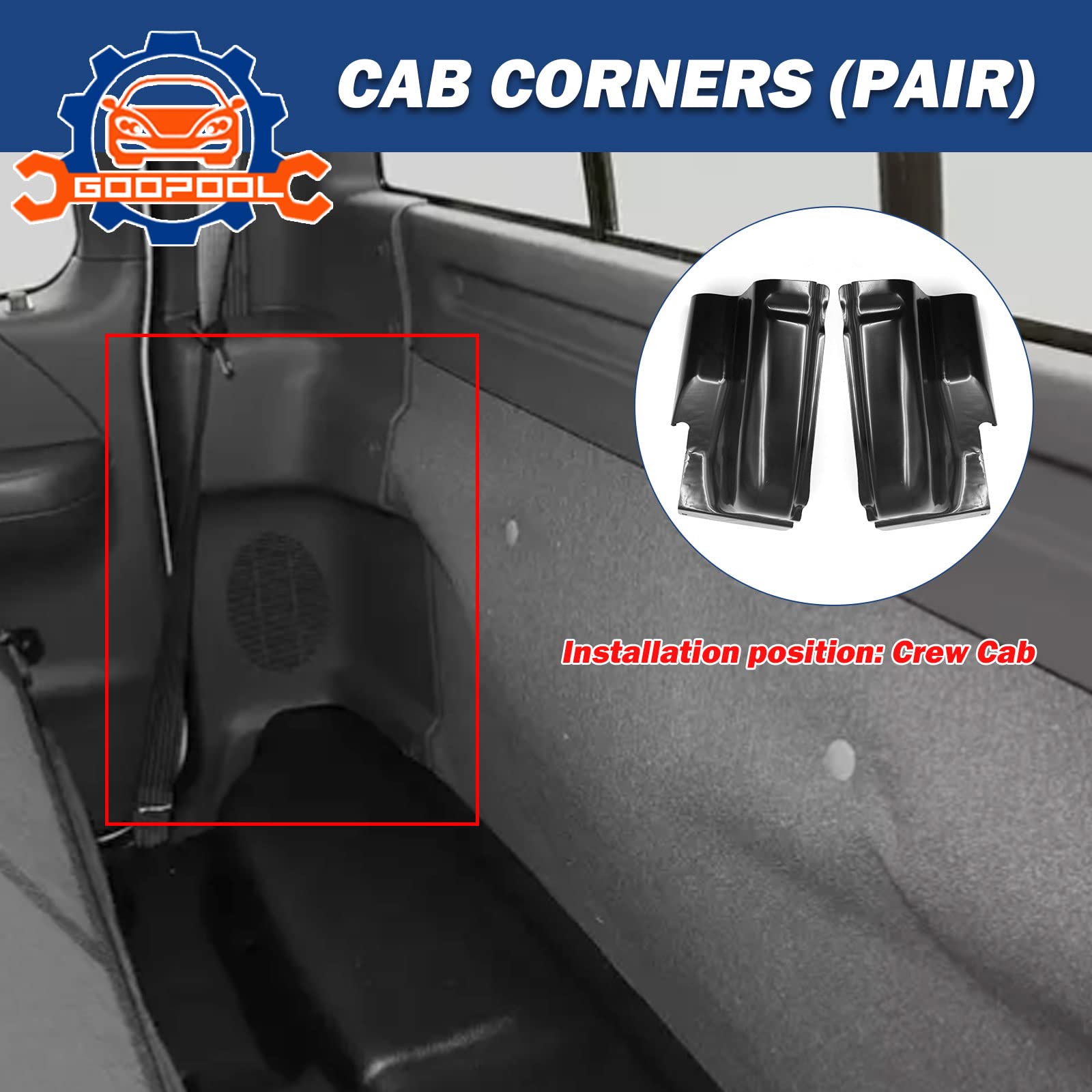 Pickup Truck Cab Crew Corners Set for Ford F150 2004 2005 2006 2007 2008 4-Door -2 PCS