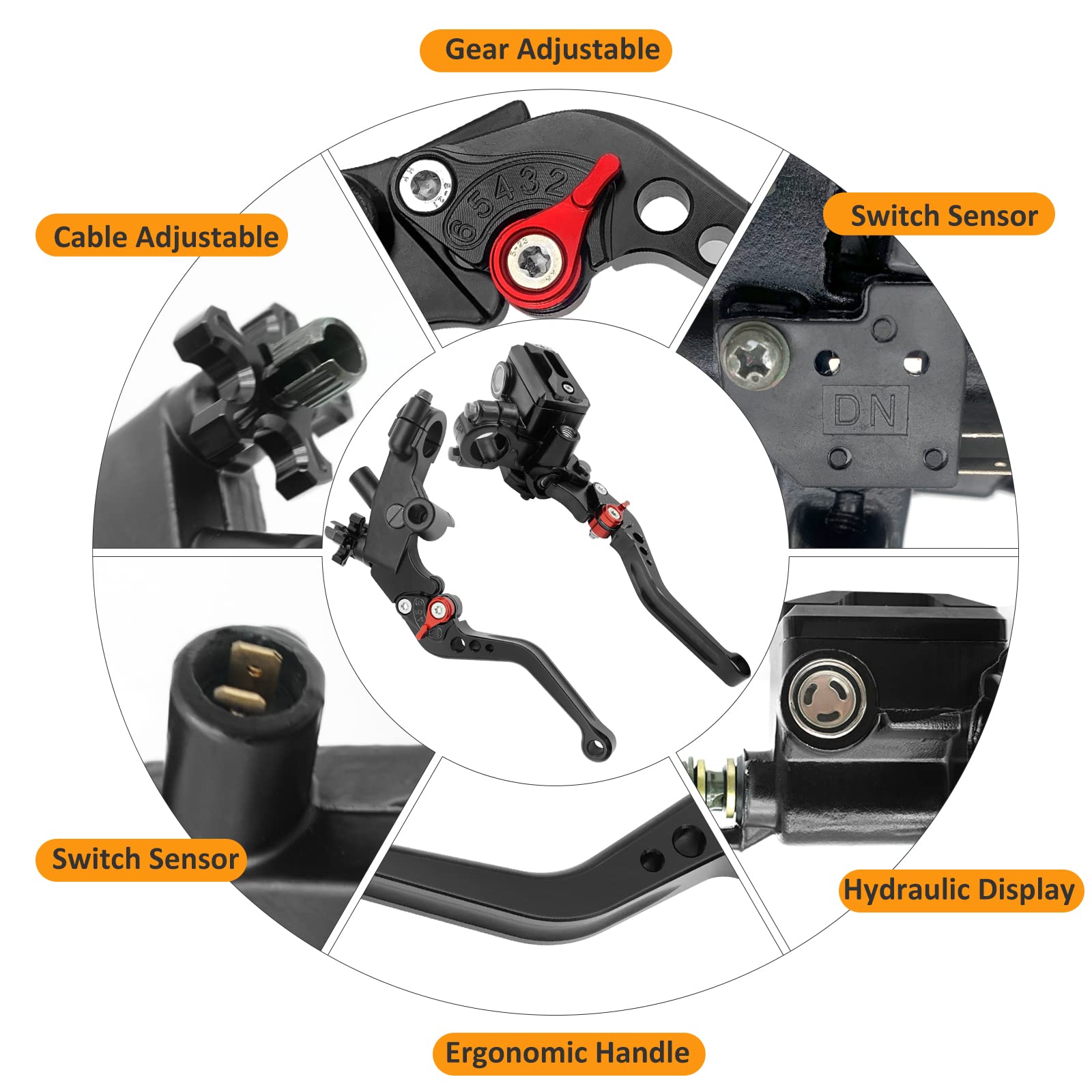 Upgrade Universal 7/8'' 22Mm Handlebar Brake Master Cylinder Clutch Lever Set Left & Right Motorcycle Levers Compatible With Yam