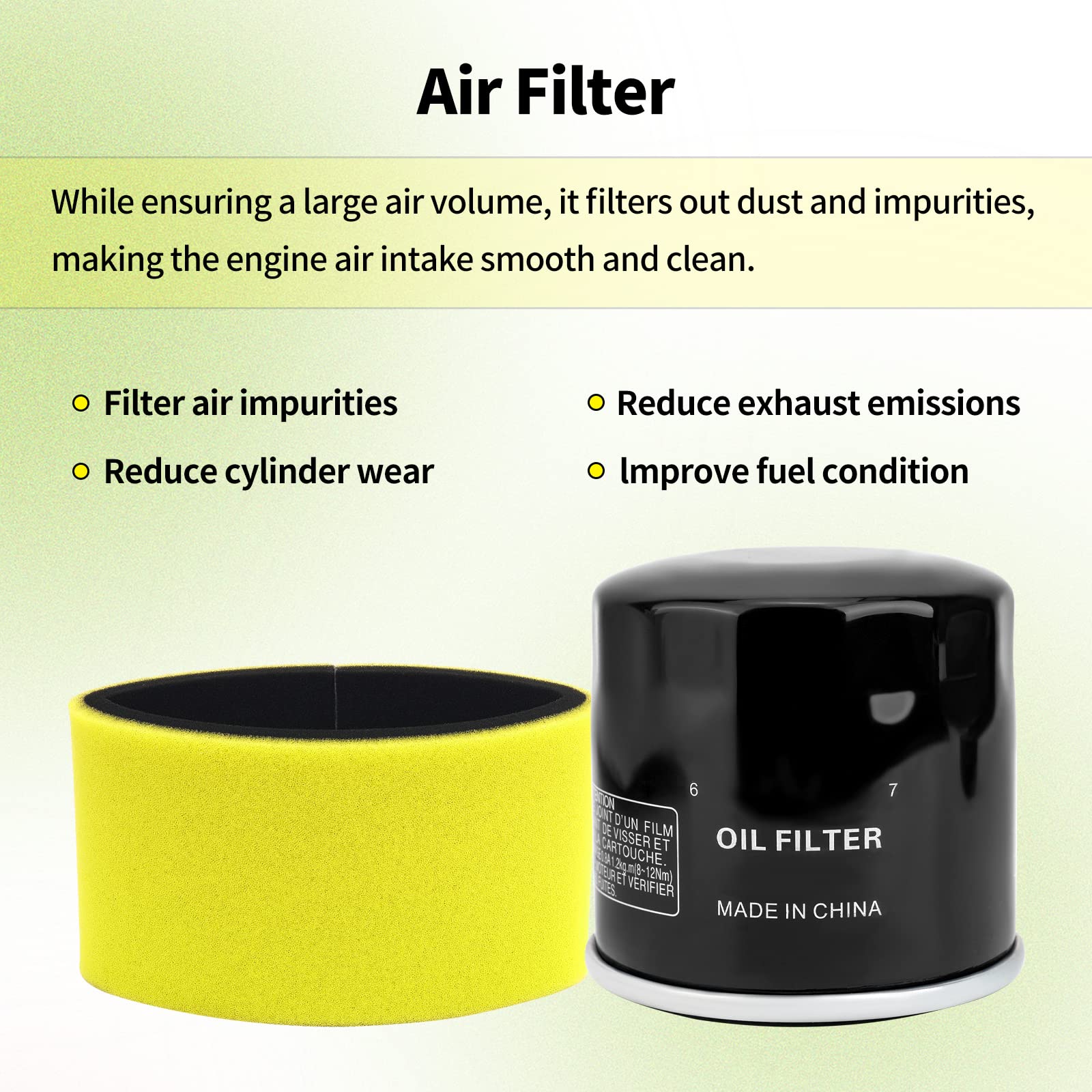 11013-0021 Air Filter & Oil Filter Compatible With Kawasaki Kvf650 Kvf750 Kvf 650 750 Brute Force 650 750 4X4I Hardwood Green Hd