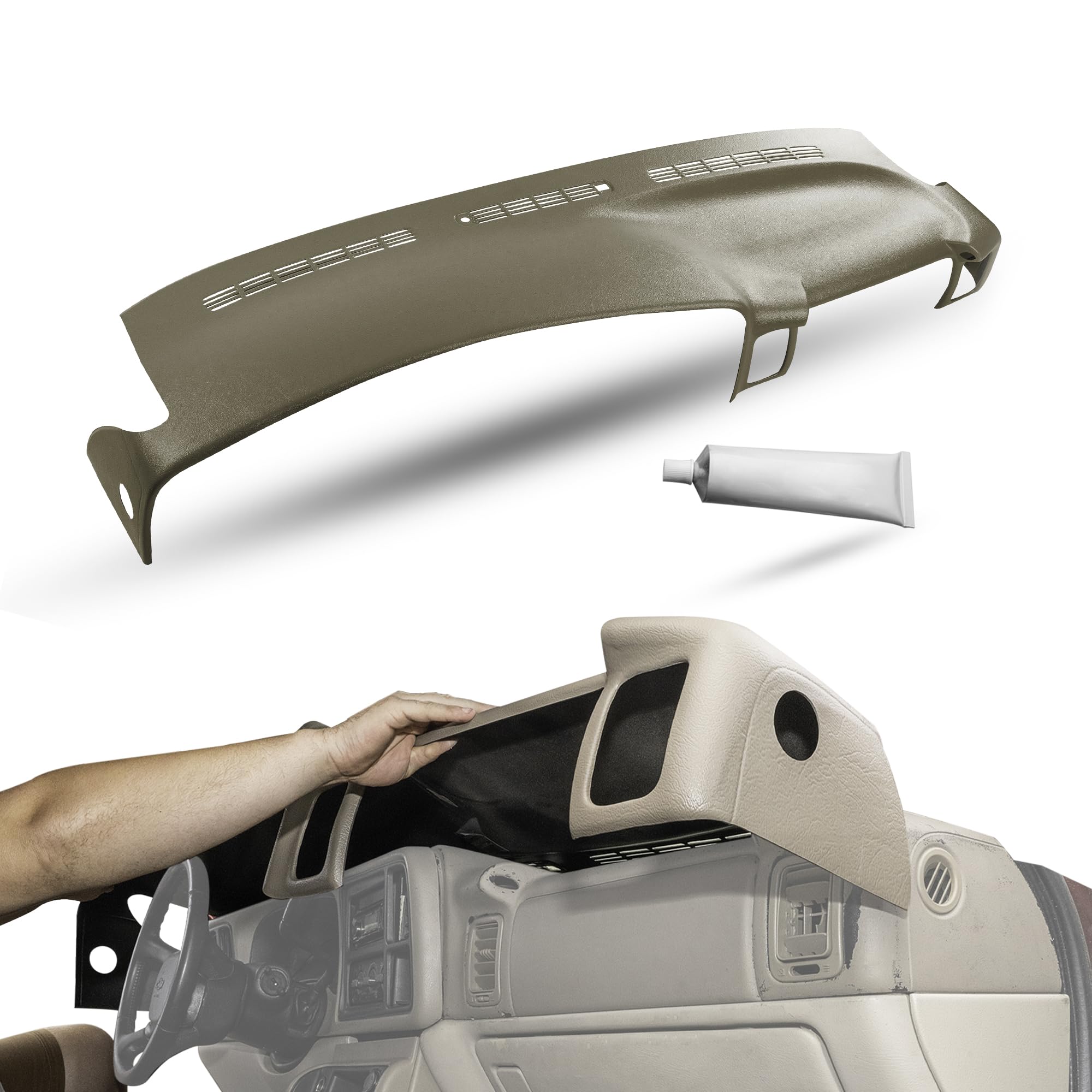 Dashskin Molded Dash Cover Cap Compatible With 2000-2006 Tahoe Suburban Yukon Avalanche & 1999-2006 Silverado Sierra In Oak (Sad