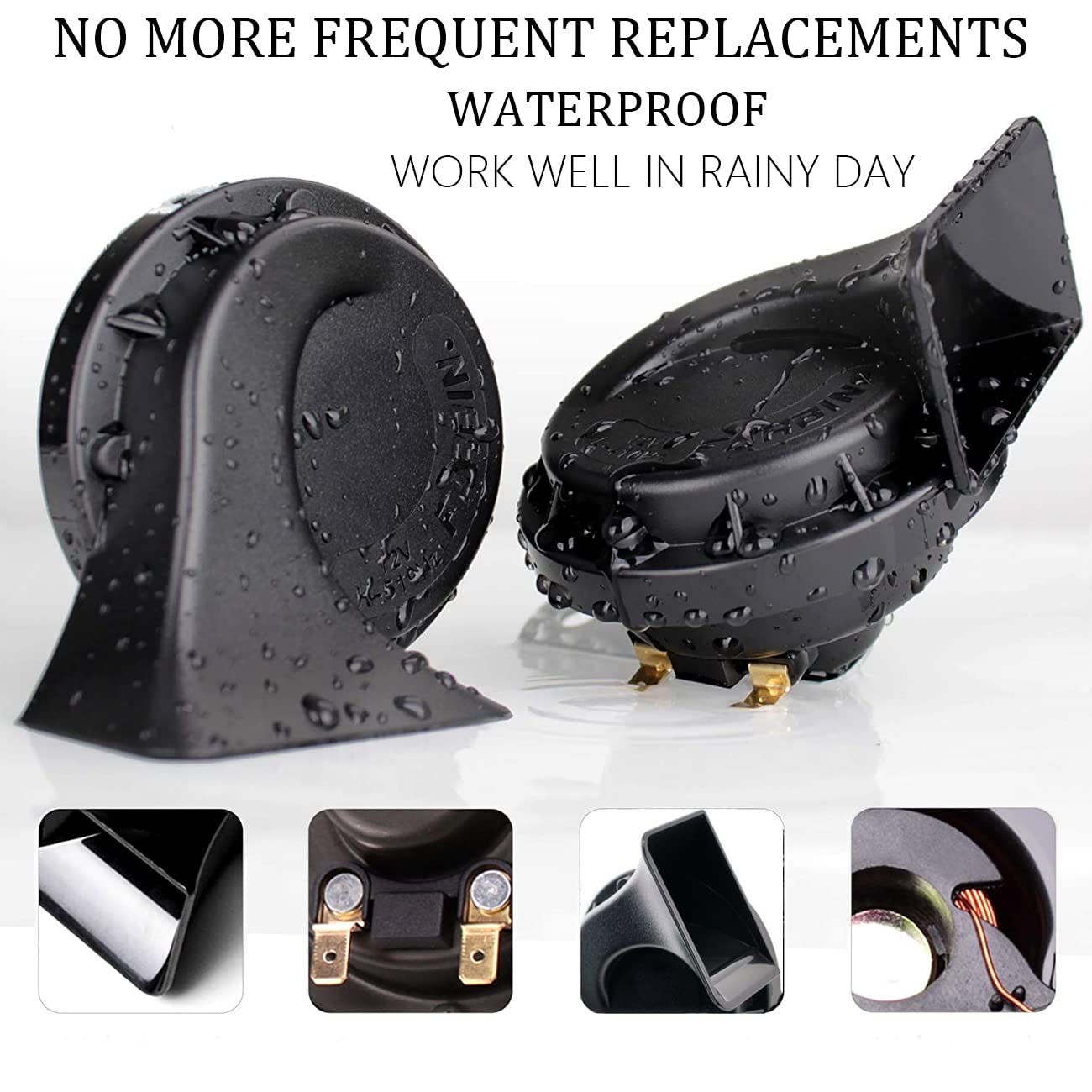 Car Horn Truck Horn 12V Banhao Horns Waterproof High Low Tone Universal Fit Super Loud Electric Snail Horns Kit For Trucks Cars