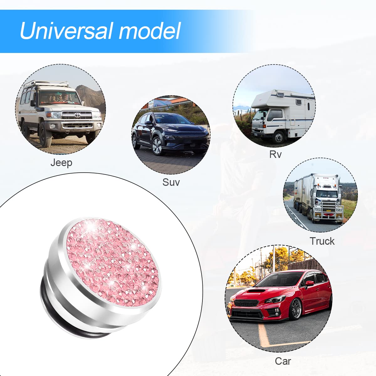 Bling Car Cigarette Lighter Plug Cover, Dustproof Cigarette Lighter Cover For Car Universal For Most Cars, Boat, Rv, Car Accessories For Men Women (Pink)