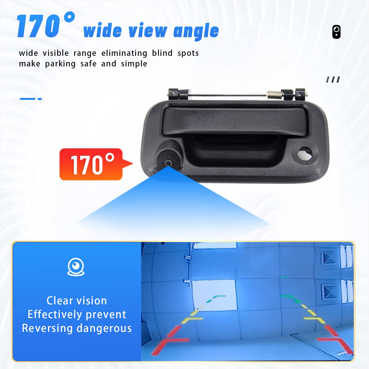 FEXON Backup Tailgate Handle with Reverse Camera for Ford F150 2005-2014, F250 F350 F450 F550 2008-2016 - Enhanced Safety & Visibility