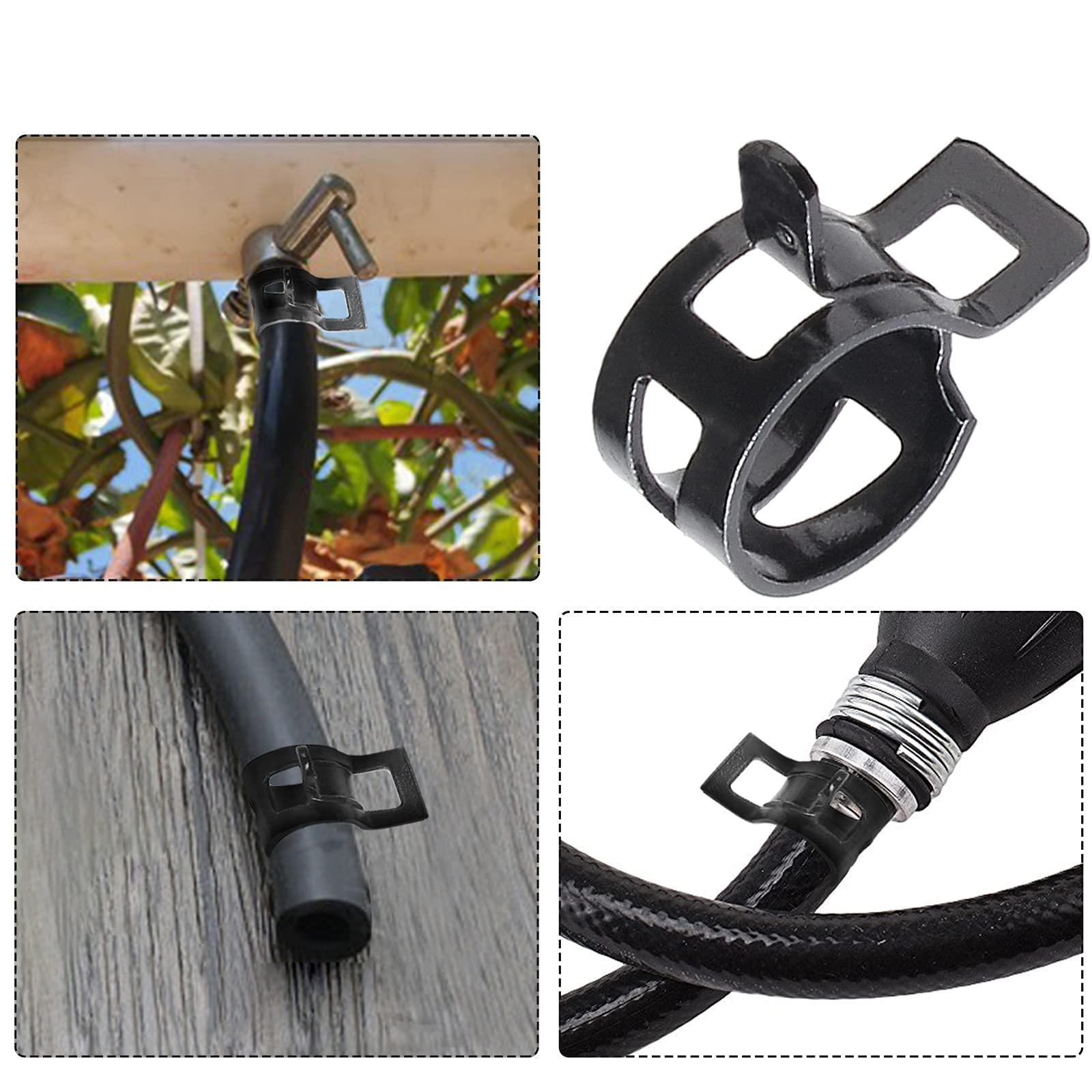 Rierdge 40Pcs 1/2'' Id Spring Band Type Clamps, Fuel Hose Clamps Fasteners, Black Spring Hose Clip For Fuel Hose Line Water Pipe