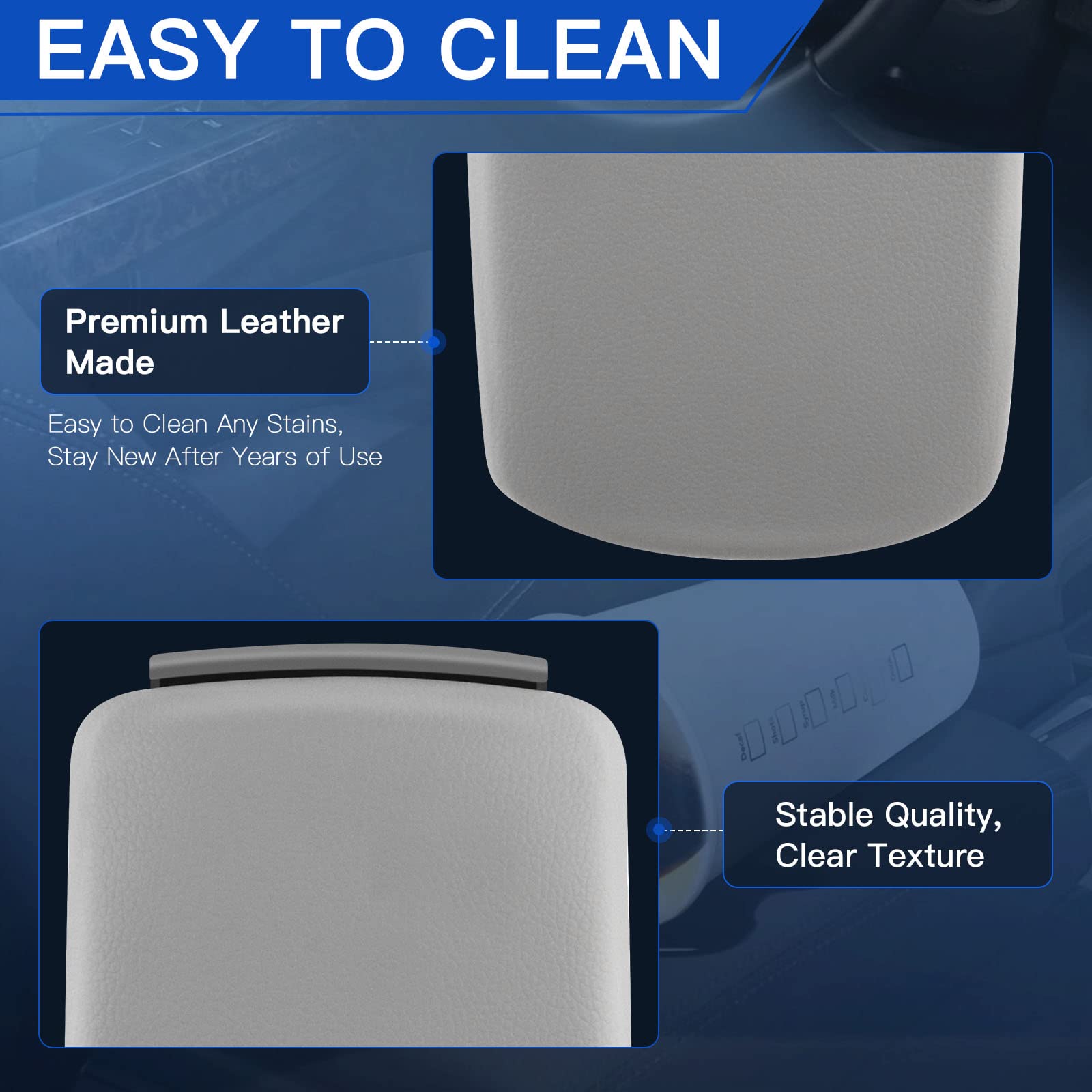 Lujuntec Center Console Armrest Latch Lid With Skin Cover Fits 2000-2008 A4 A6 S4 Lid Armrest Grey