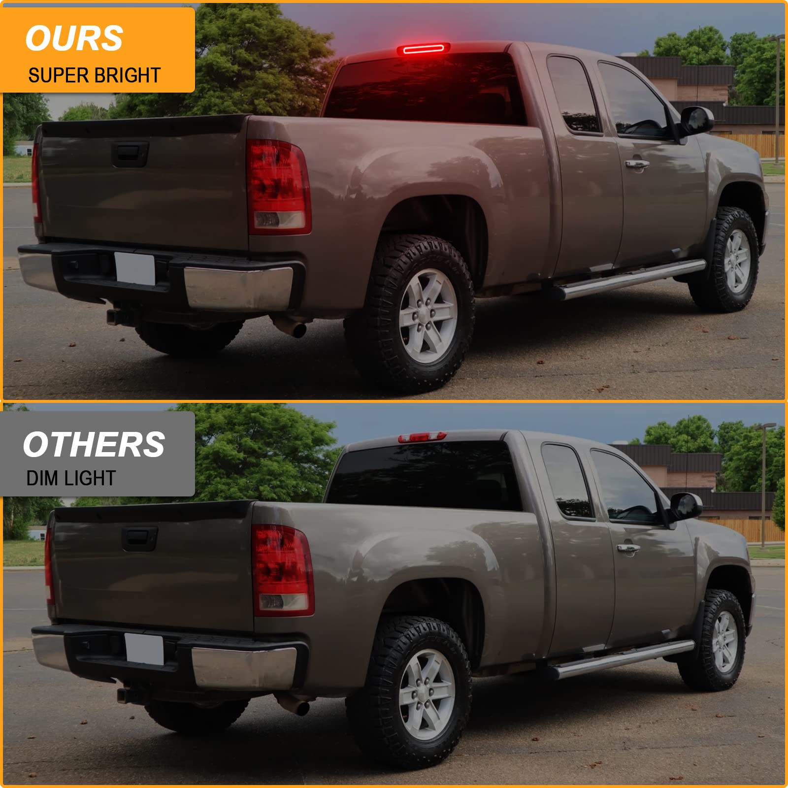 R&F Auto Smoked Lens F1 Style Strobe Led Third Brake Light Compatible With Silverado/Sierra 1500 2500Hd 3500Hd (2007-2013) Roof Cargo Lights Pickup Truck High Mount Stop Lamp, Replace Oem# 25890530