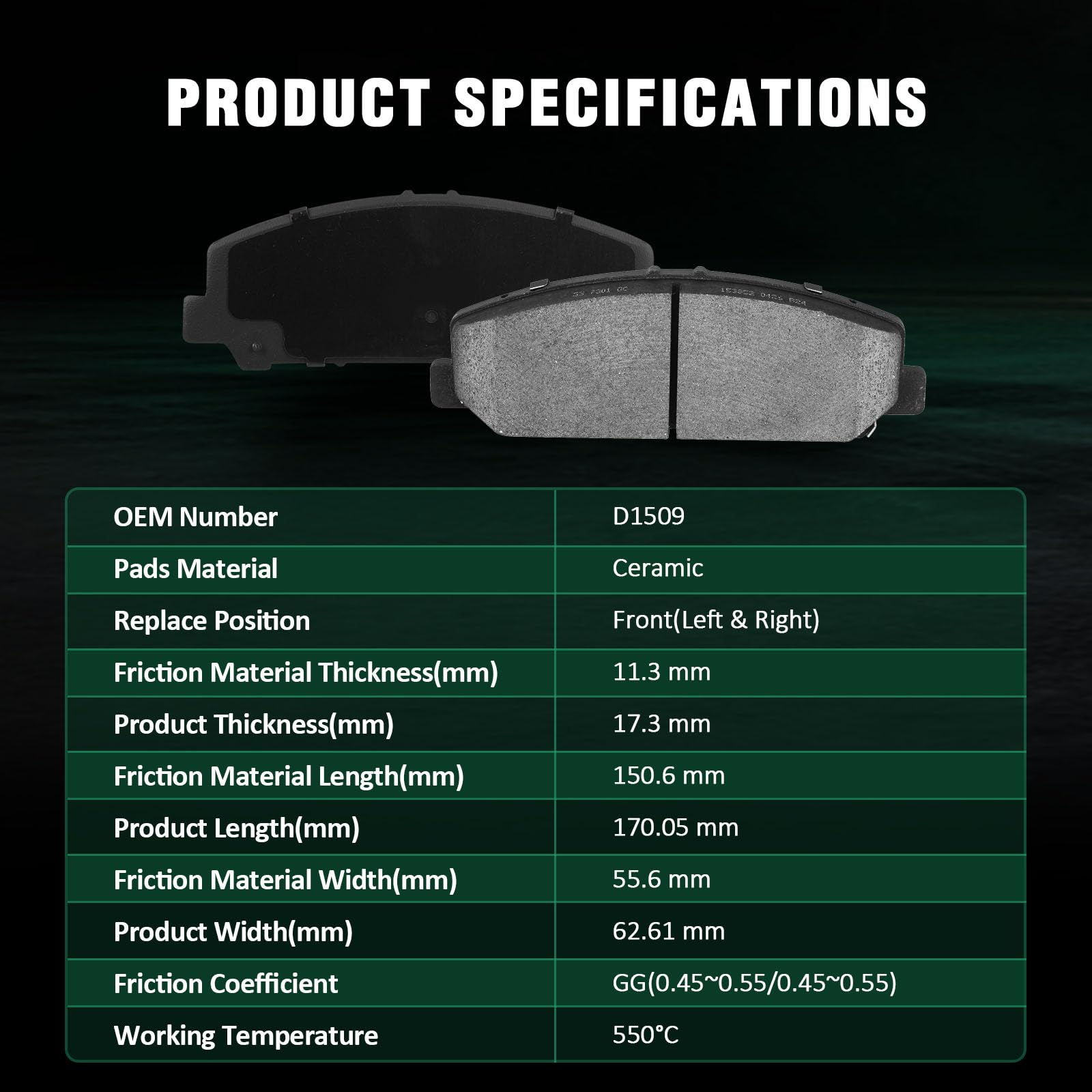 Automuto 8Pcs Front & Rear Ceramic Disc Brake Pads Set D1509 D1510 For Infiniti Qx56 2011-2013,For Infiniti Qx80 2014-2022,For N