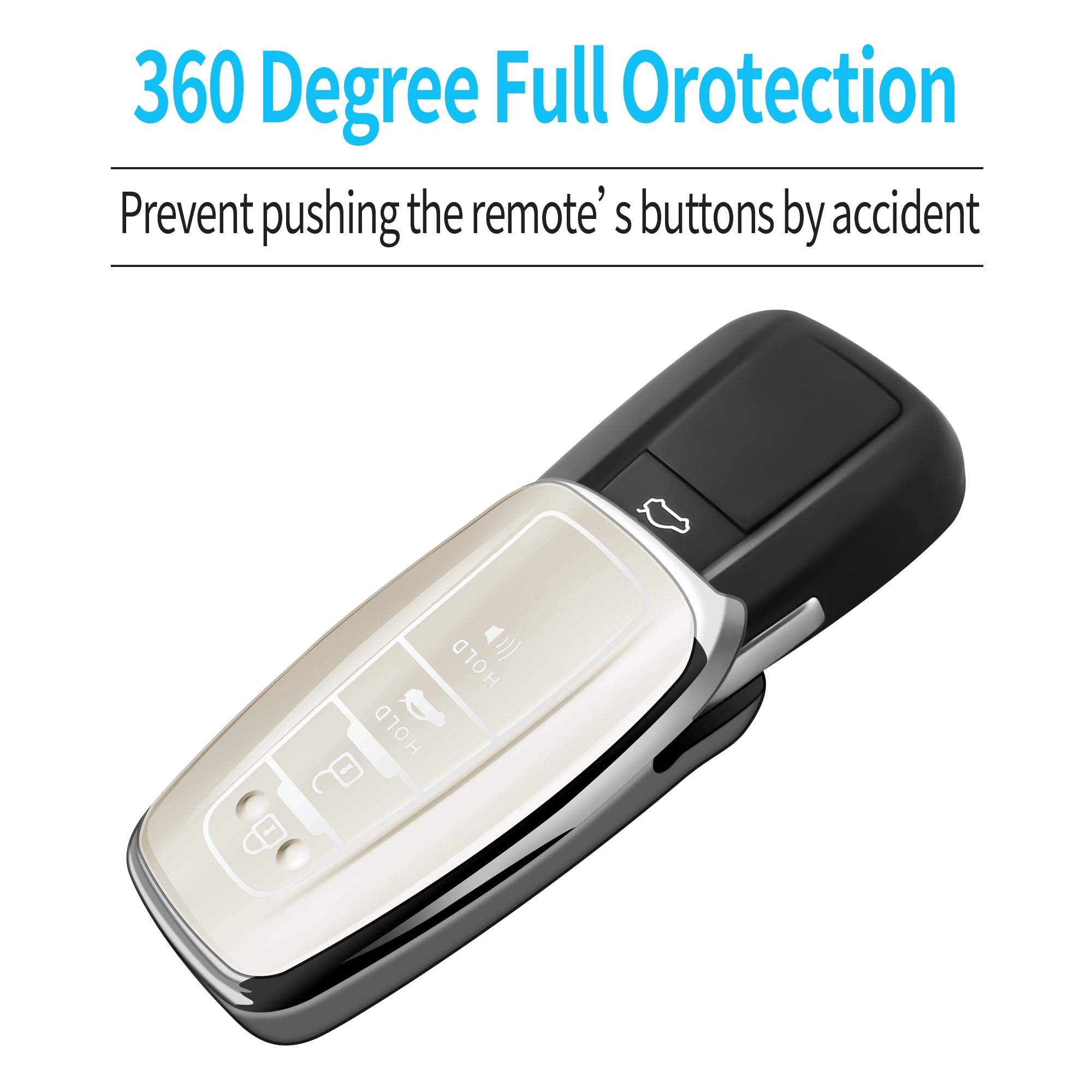 Tukellen For Toyota Key Fob Cover With Keychain,Special Soft Tpu Key Case Protector Compatible With 2020-2022 Highlander Corolla