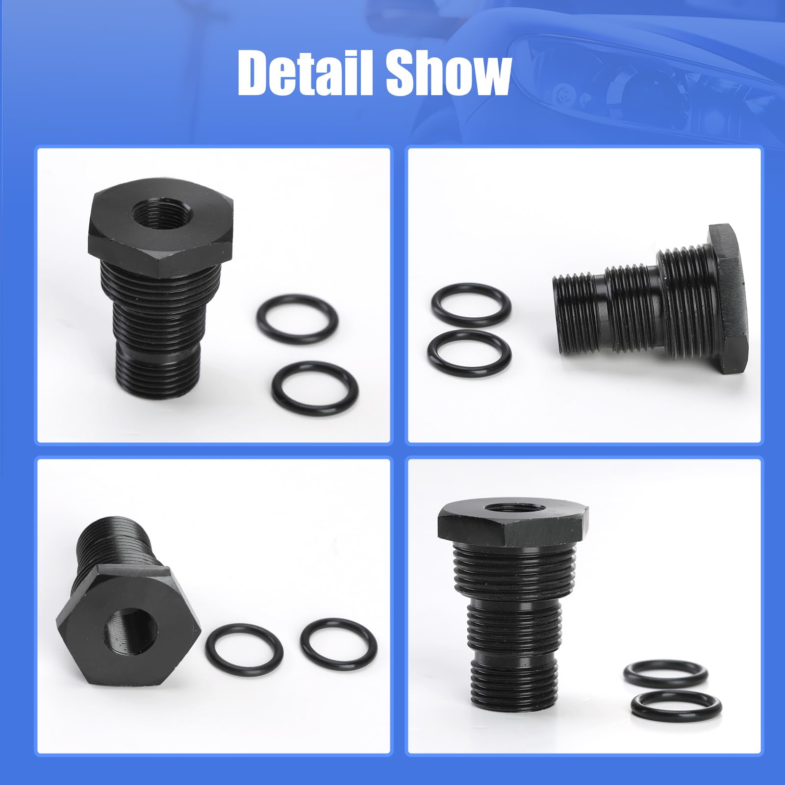 Jawfait 2PCS Oil Filter Adapter, 1/2-28 to 3/4-16, Aluminum, Black Anodized, Model OFA001, Corrosion Resistant