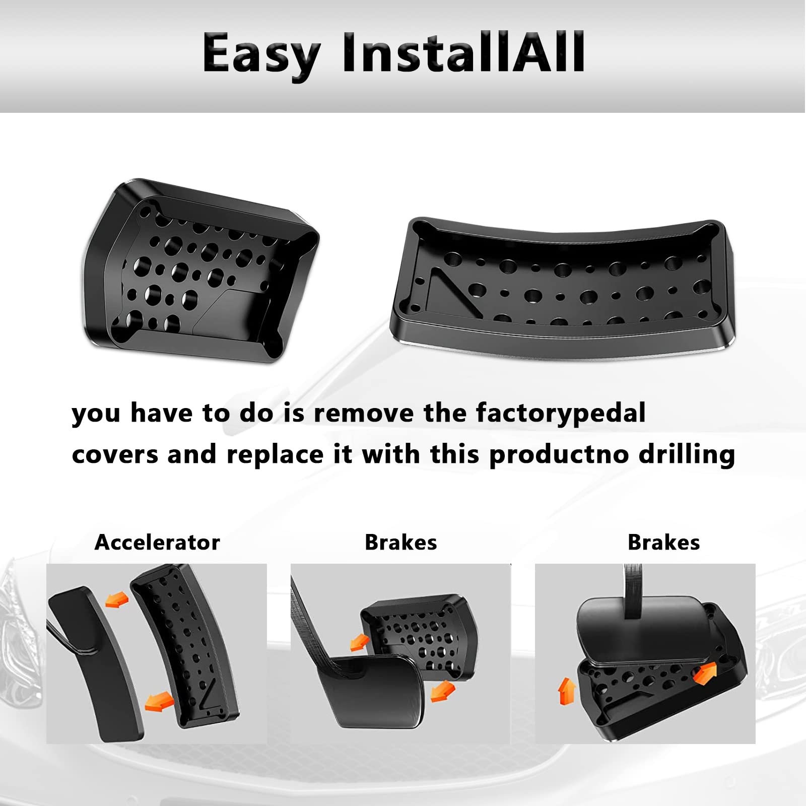 Miytsya 2 PCS Aluminum Alloy Anti-Slip Gas Pedal Brake Pedal Cover Interior Accessories Kit for 2011-2023 Jeep Grand Cherokee Do