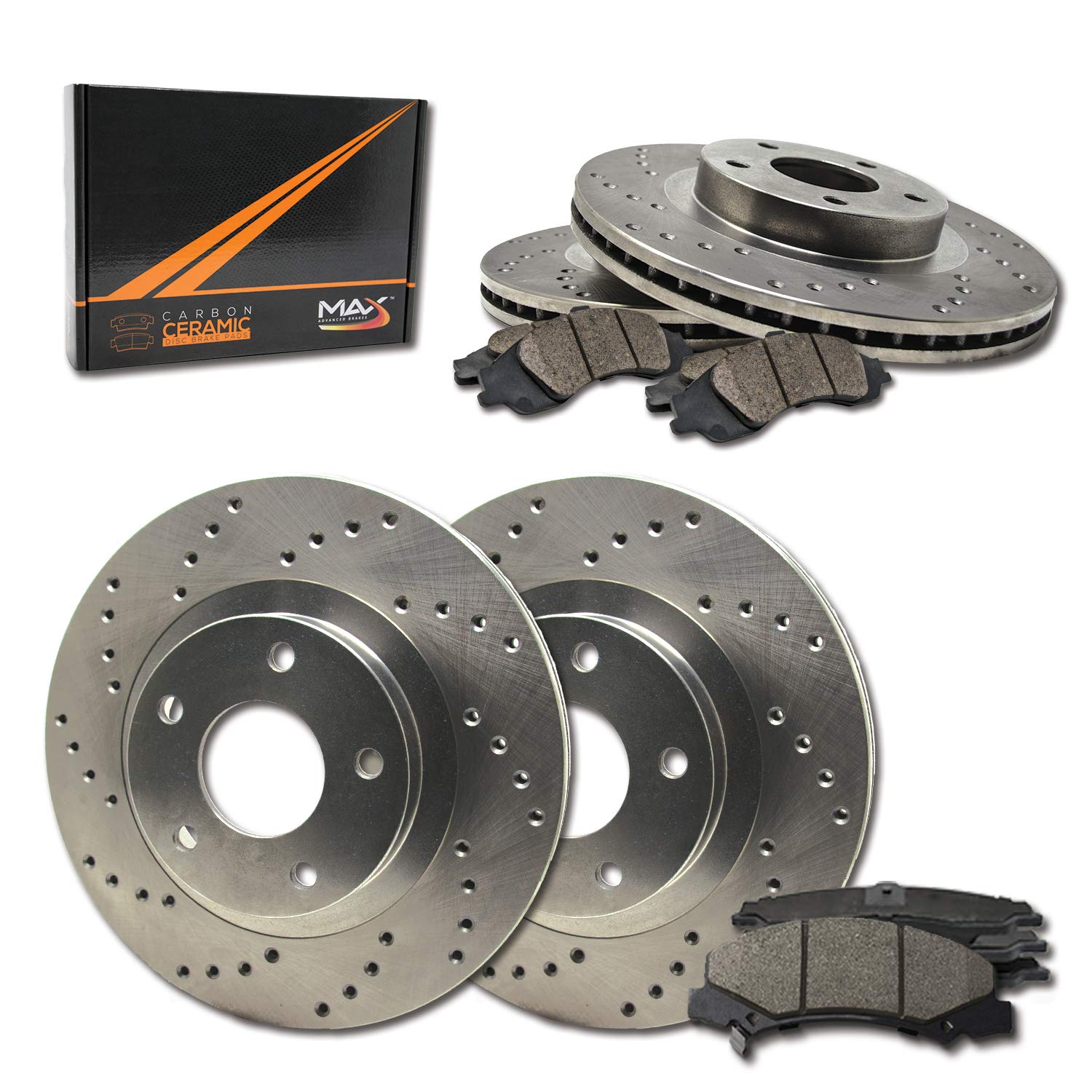[Front + Rear] Max Brakes Premium Xd Rotors With Carbon Ceramic Pads Kt045423-1