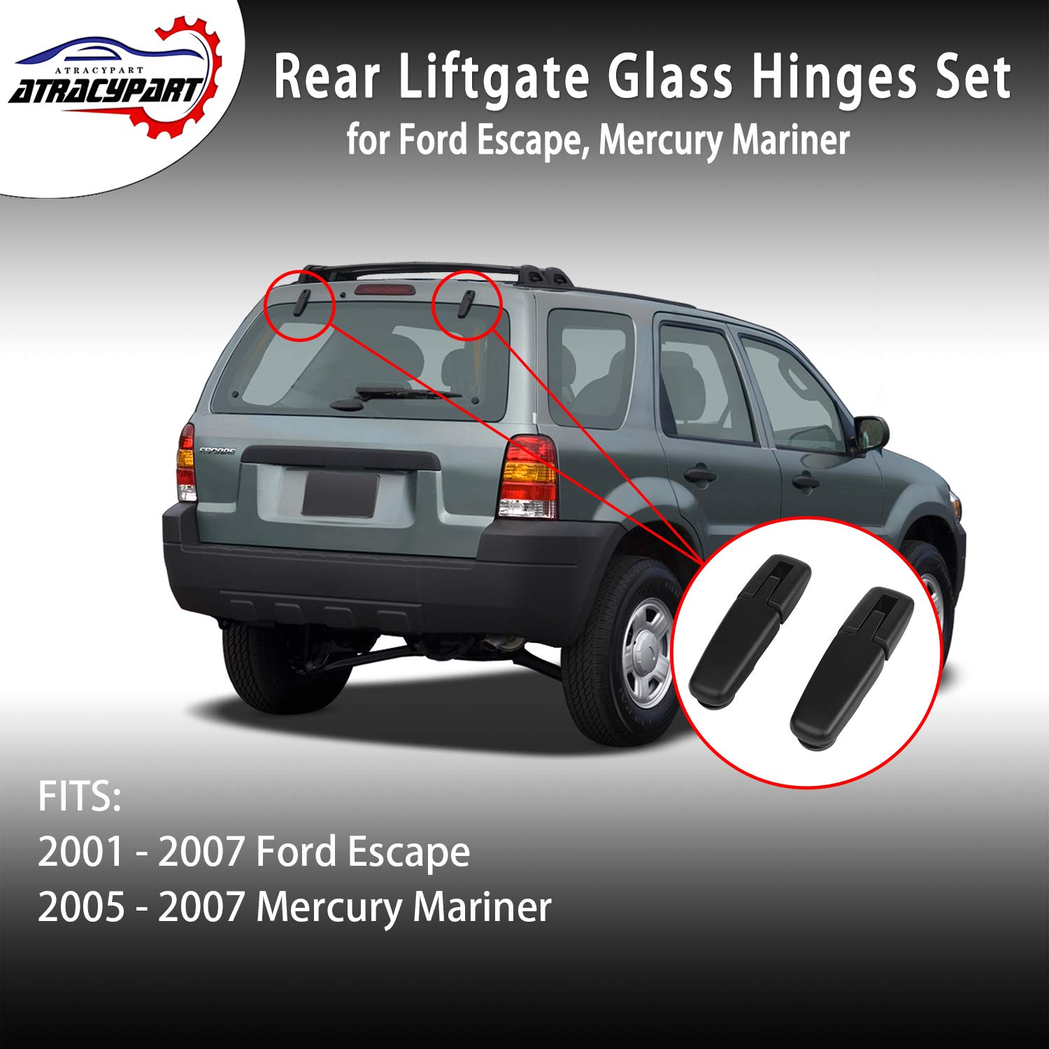 Rear Window Hinge Set Liftgate Glass Hinge Right & Left | For 2001-2007 Ford Escape 2005-2007 Mercury Mariner | #Yl8Z78420A68Ba,
