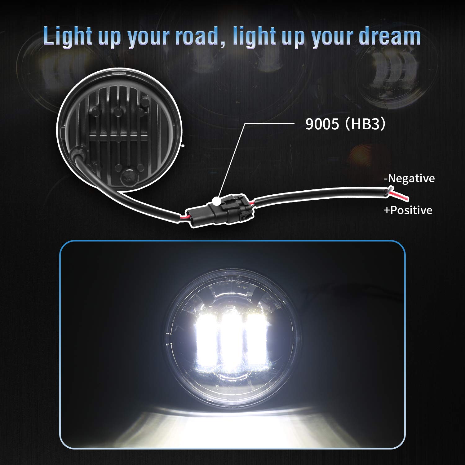 LX-LIGHT Dot approved 2 PCS Chrome 4.5 Inch LED Passing Light LED Fog Lamps for Motorcycles Auxiliary Light Bulb Motorcycle Proj