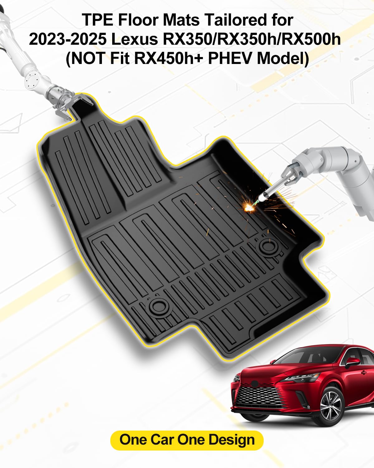 Original 2023-2025 Rx Floor Mats For Lexus Rx350/Rx350H/Rx500H (Not Fit Rx450H+ Phev Model) - Custom Fit Tpe Floor Liners - All