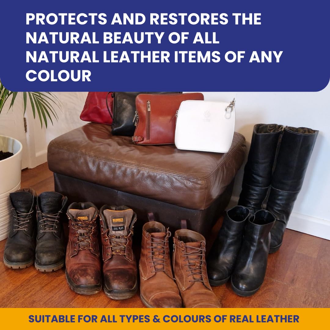 Beeswax Leather Conditioner Restorer & Polish - Hand Poured British Beeswax Balsam Cleans Seals And Protects Handcrafted In Wales Uk Rich Natural Leather Conditioner And Leather Restorer 3.50 Fl Oz