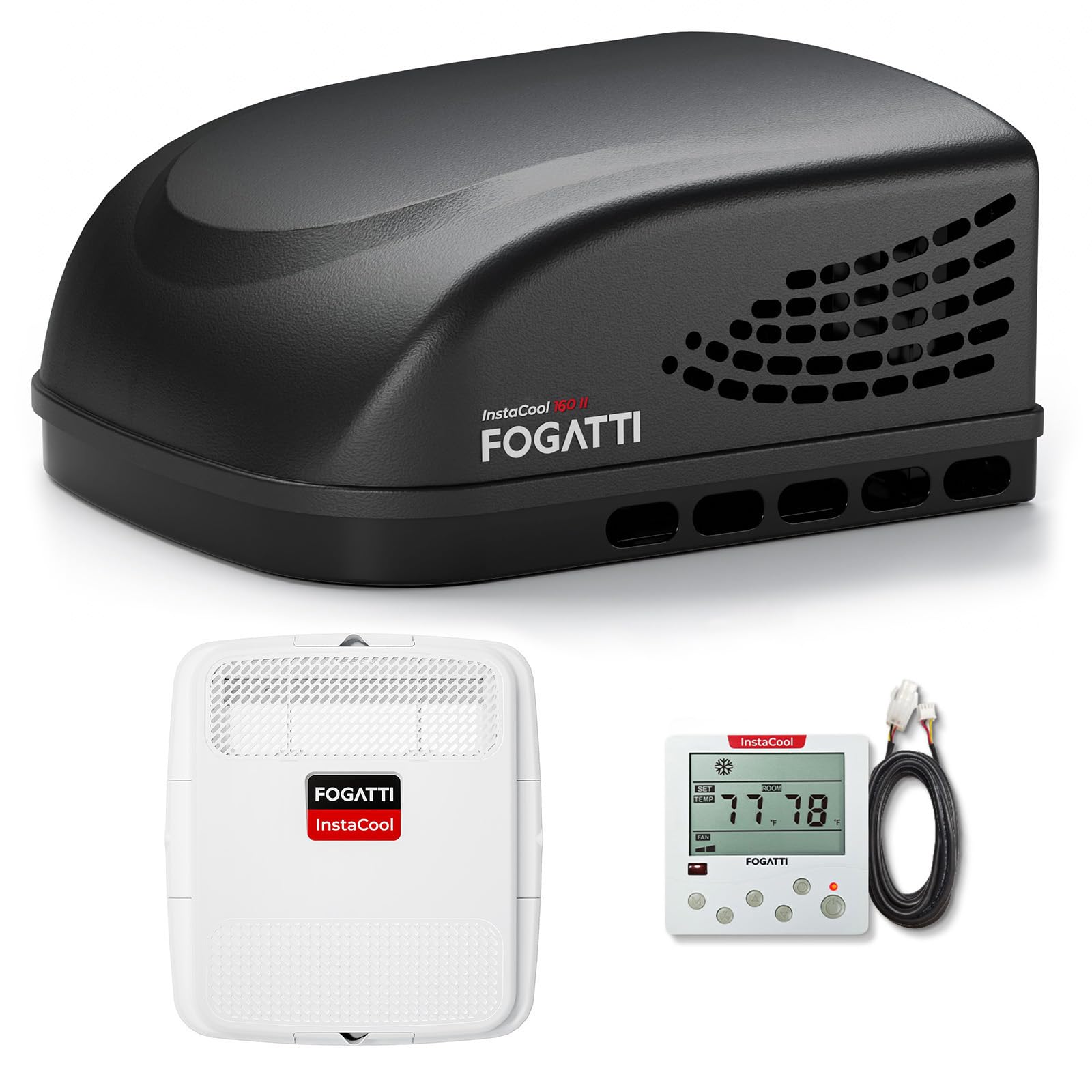 FOGATTI RV Air Conditioner InstaCool 16000BTU Non-Ducted, Rooftop AC Unit RV, All in One Unit, Easy Install, Quiet AC, For Campe