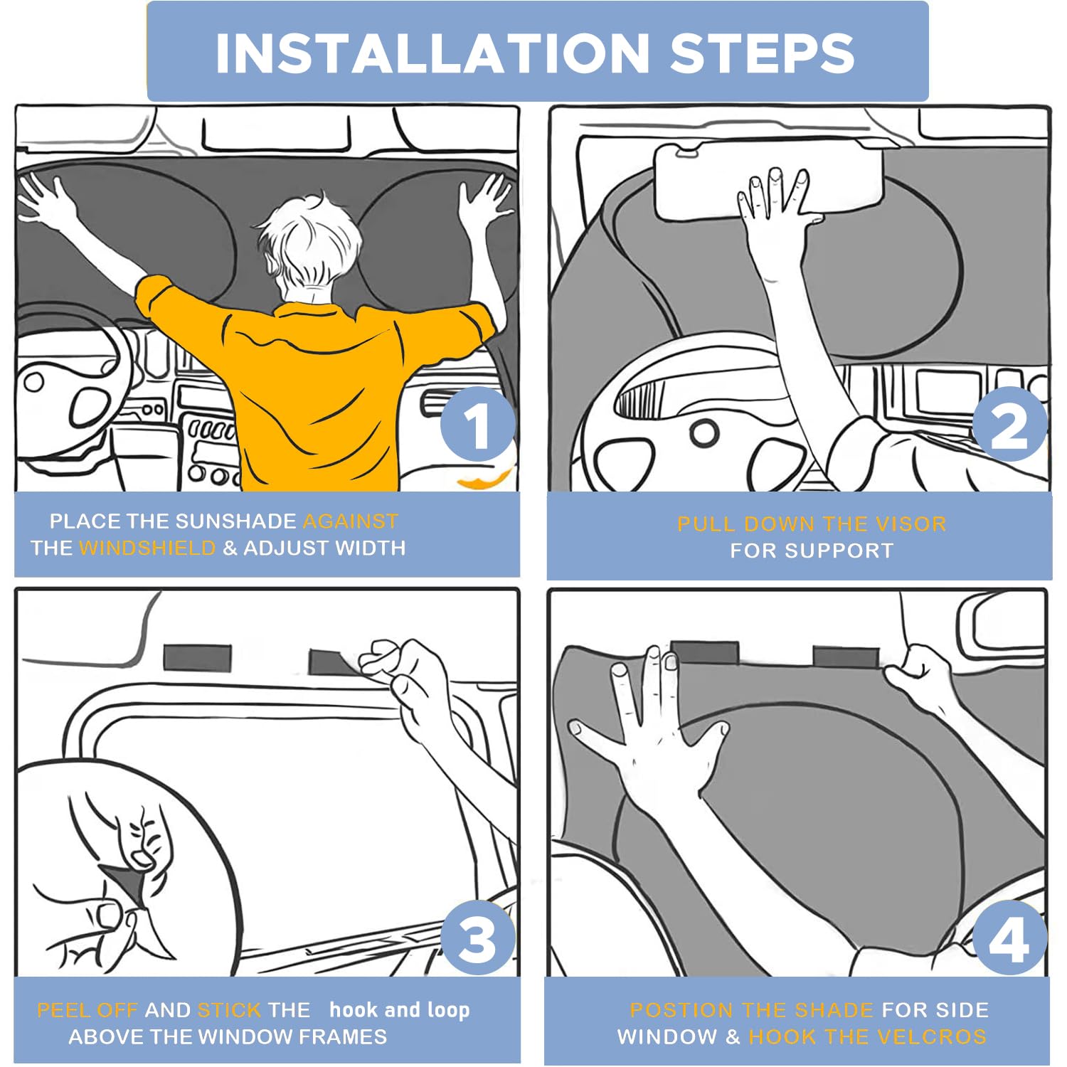 Semi-Truck Sun Shade For Windshield And Side Window | 300T Sunshade Maximum Coverage | Block Sun Heat Rays | Keep Warm In Winter