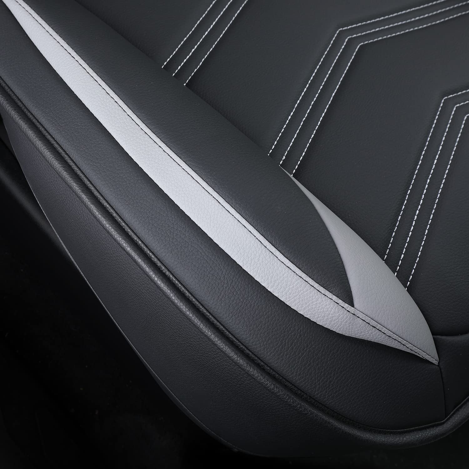 Luckyman Club Tacoma Custom Seat Covers M9 Full Set, Fit 2005-2023 Tacoma Double/Crew Cab Sr Sr5 Trd Sport Trd Off-Road Prerunner Trims, With Waterproof Faux Leather (Full Set, Black-Gray)