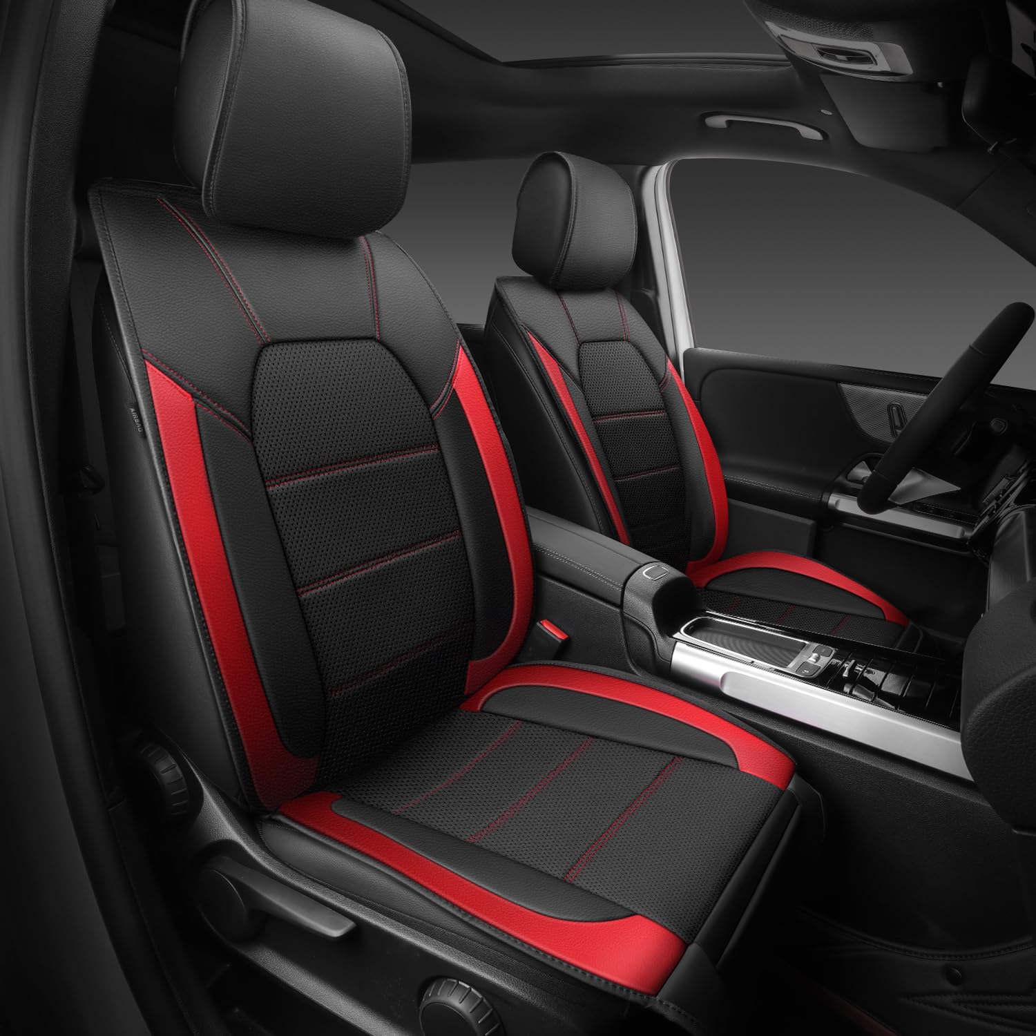 Car Pass 5 Seats Leather Car Seat Covers, Sideless Car Seat Protectors With Storage Pocket, Water Resistance Seat Cover, Univers